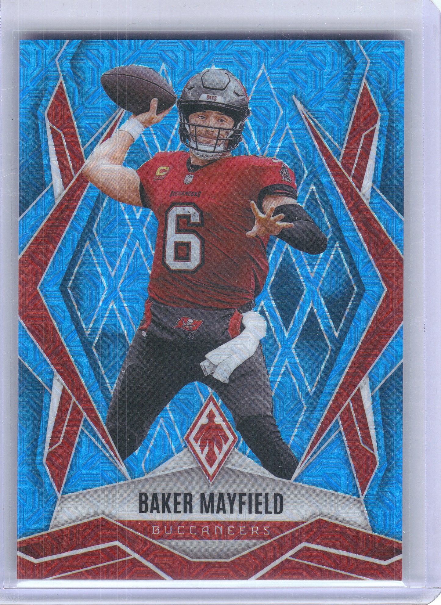2025 Panini Phoenix #128 Baker Mayfield Light Blue Mojo Prizm #/85 Tampa Bay Buccaneers SN