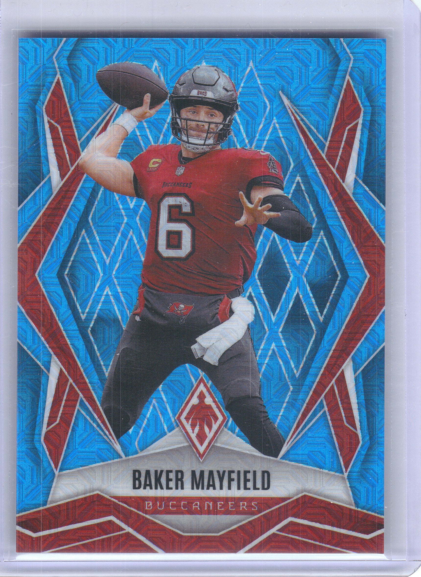 2025 Panini Phoenix #128 Baker Mayfield Light Blue Mojo Prizm #/85 Tampa Bay Buccaneers SN