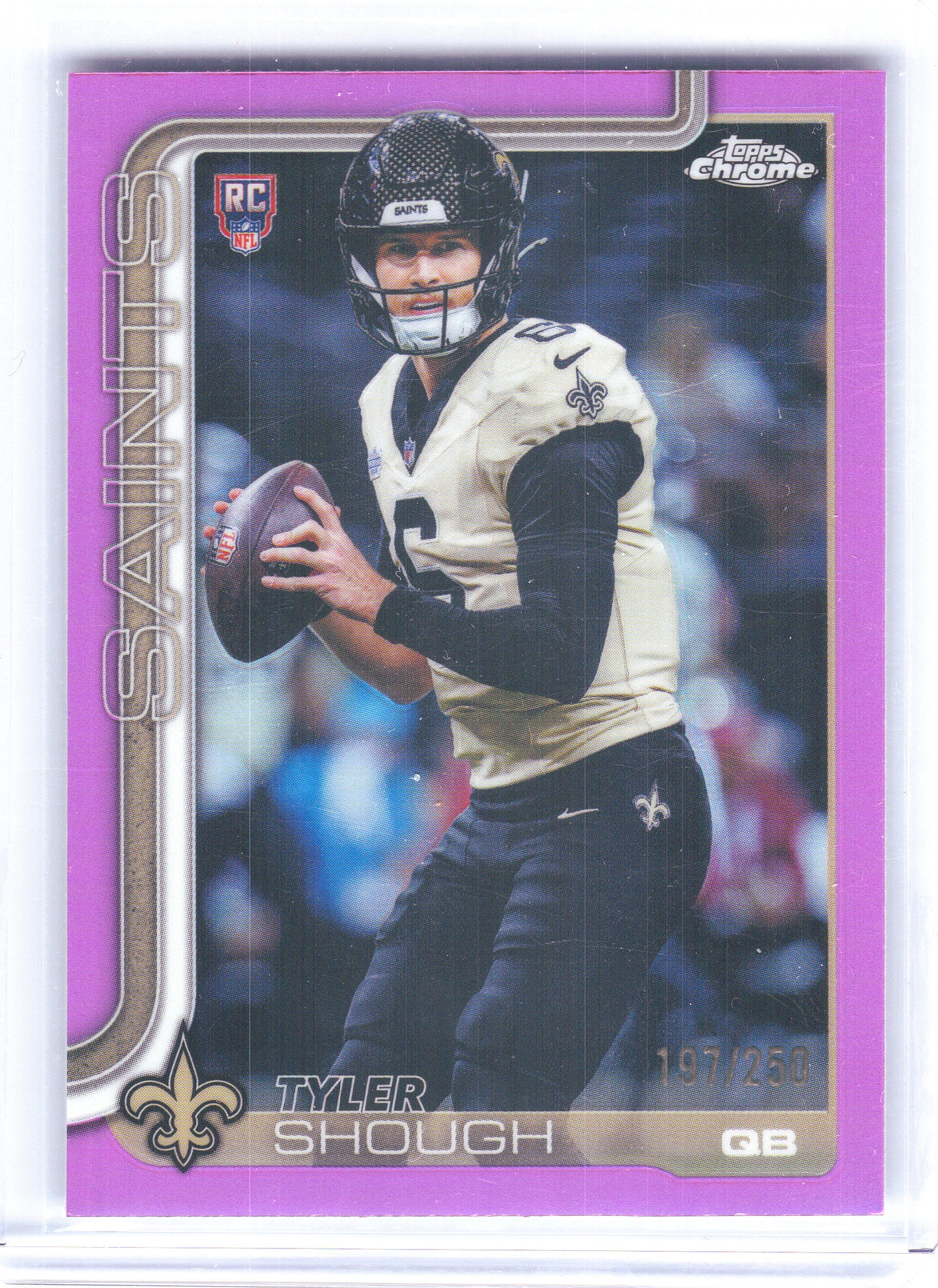 2025 Topps Chrome #398 Tyler Shough Pink Refractor #/250 New Orleans Saints SN,RC