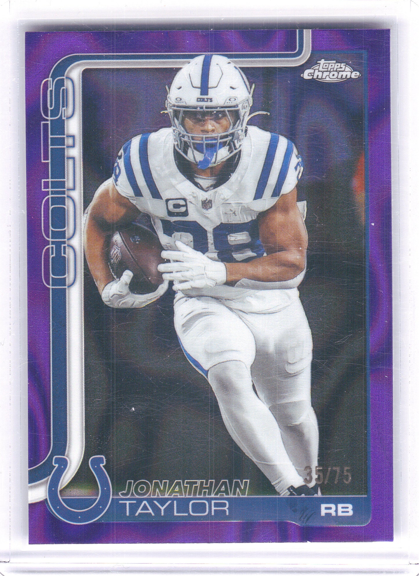 2025 Topps Chrome #130 Jonathan Taylor Purple Refractor #/75 Indianapolis Colts SN