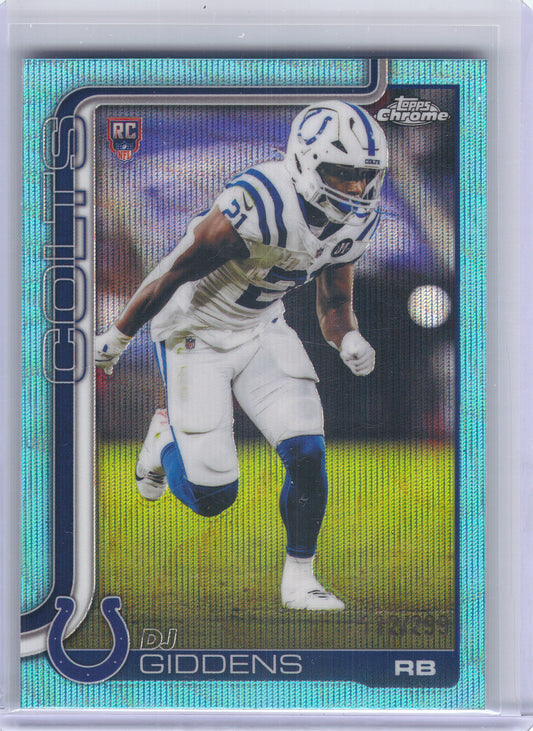 2025 Topps Chrome #390 DJ Giddens Teal Wave Refractor #/299 Indianapolis Colts SN,RC
