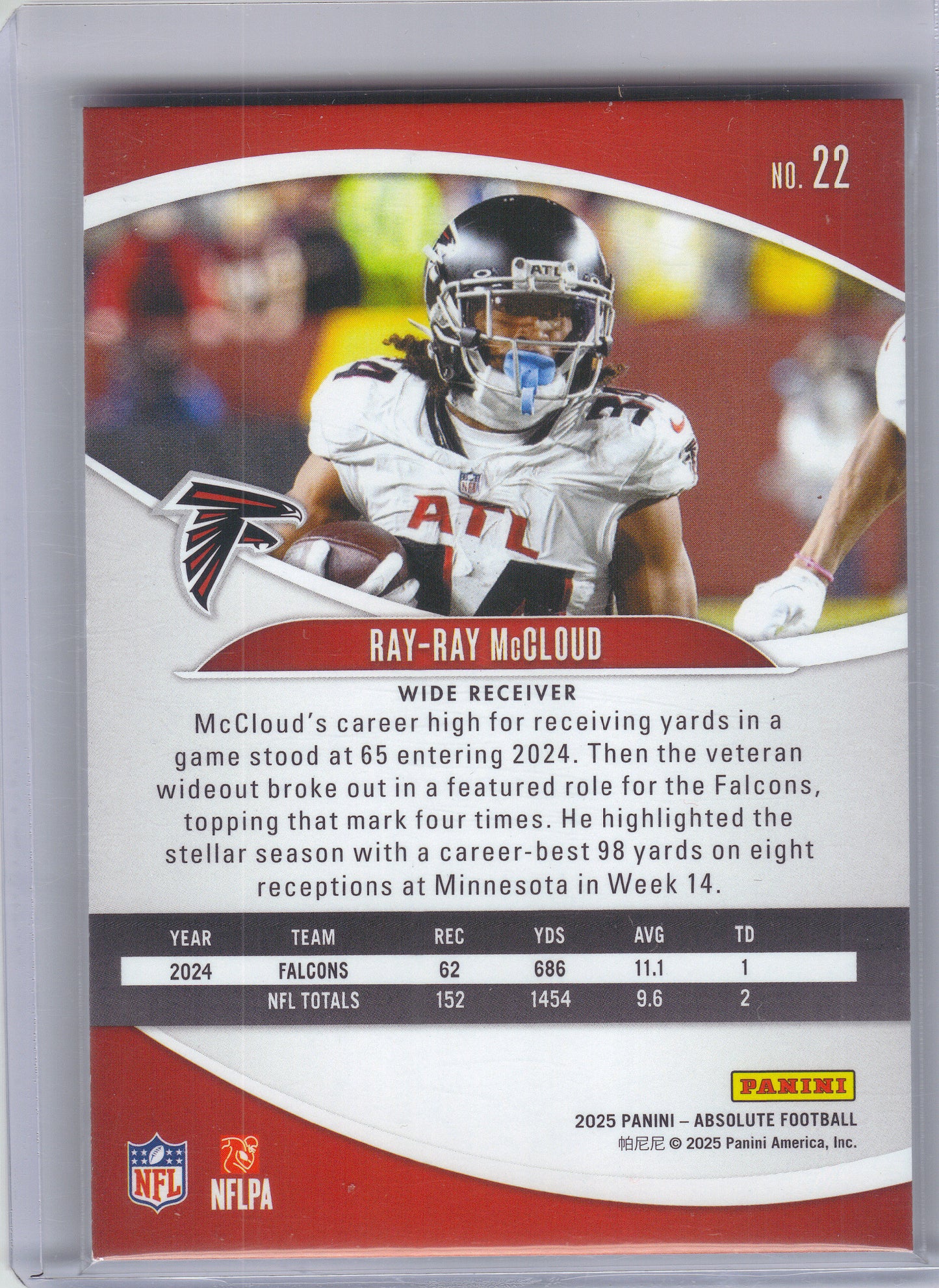 2025 Panini Absolute #22 Ray-Ray McCloud Spectrum Orange #/150 Atlanta Falcons SN