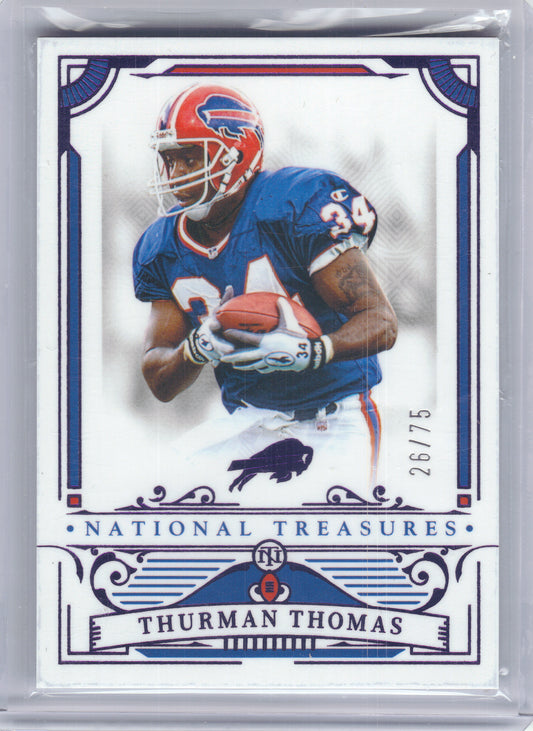 2025 Panini National Treasures #12 Thurman Thomas Purple #/75 Buffalo Bills SN
