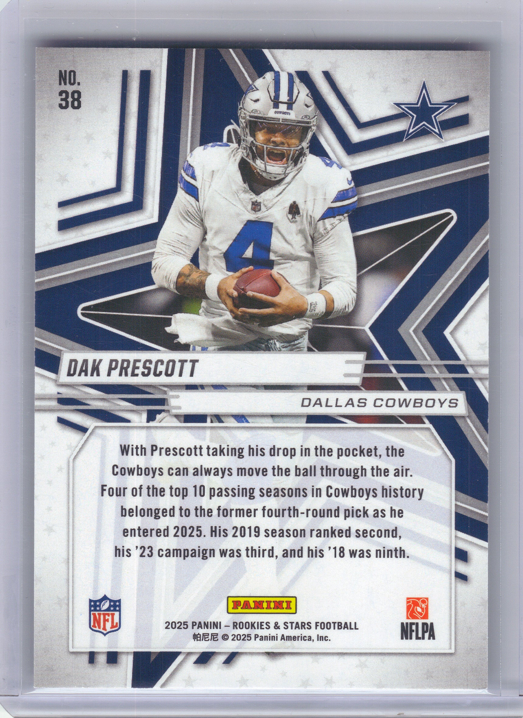2025 Panini Rookies & Stars #38 Dak Prescott Purple #/999 Dallas Cowboys SN