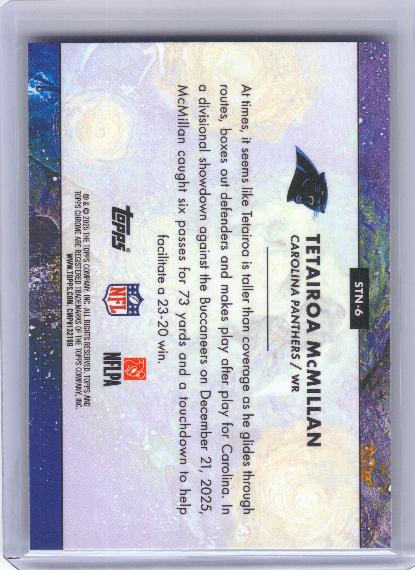 2025 Topps Chrome Cosmic #STN-6 Tetairoa McMillan Stars in the Night Carolina Panthers