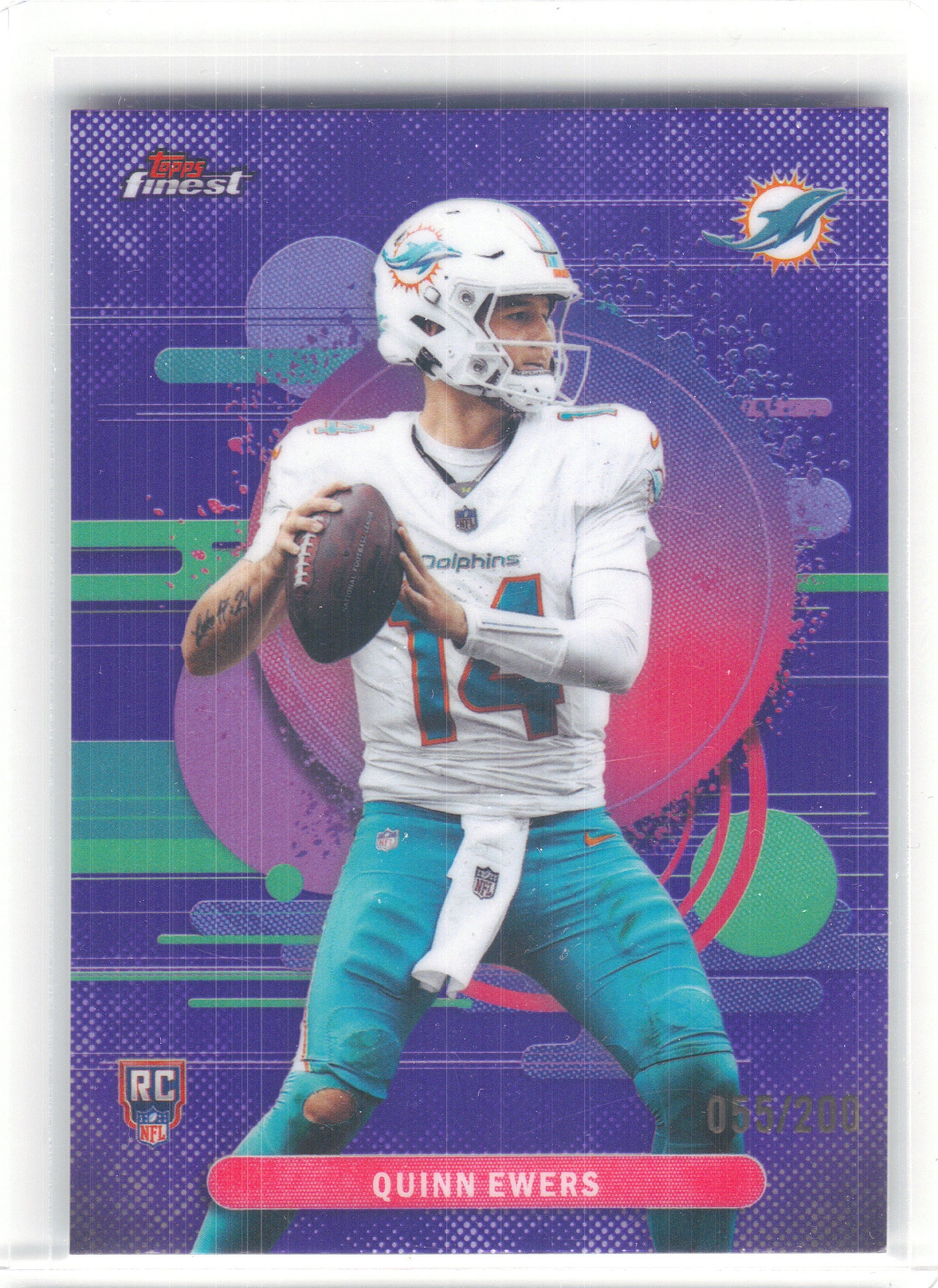 2025 Finest #107 Quinn Ewers Purple Refractor #/200 Miami Dolphins SN,RC