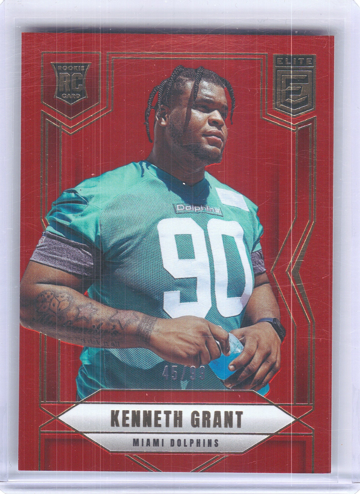 2025 Donruss Elite #104 Kenneth Grant Red #/99 Miami Dolphins SN,RC