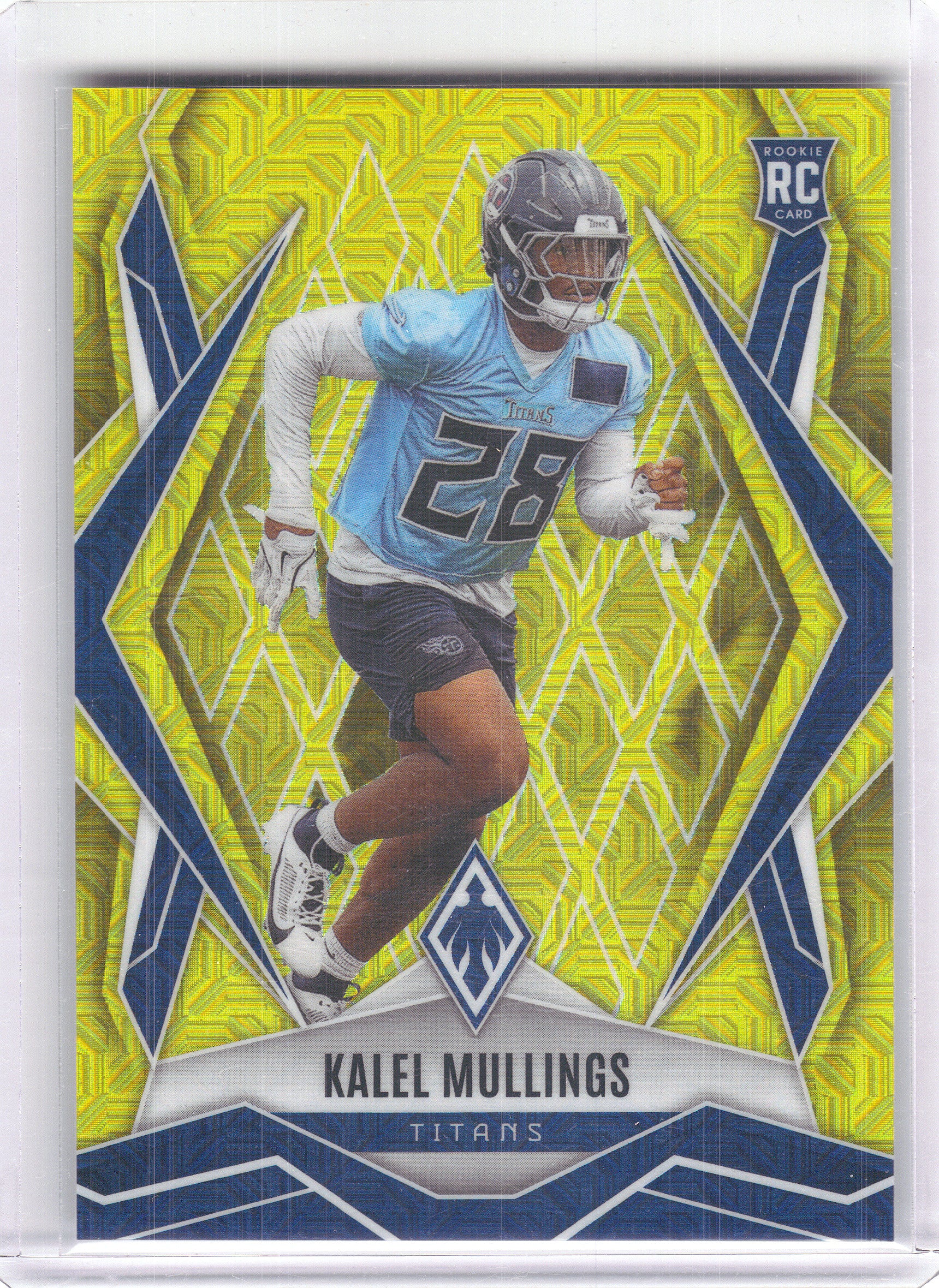 2025 Panini Phoenix #205 Kalel Mullings Yellow Mojo Prizm #/35 Tennessee Titans SN,RC