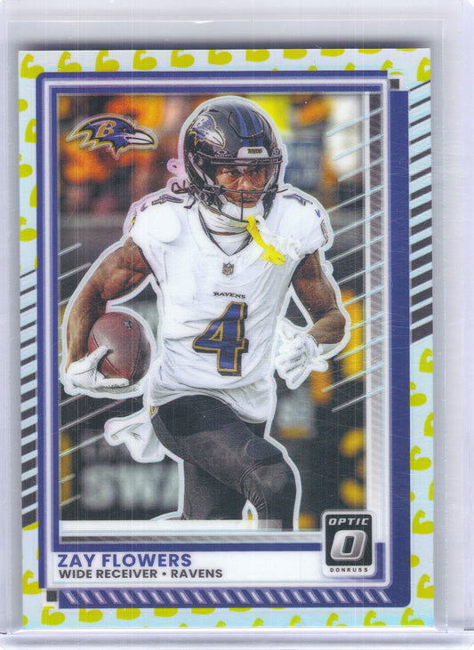 2025 Donruss Optic #120 Zay Flowers Flex #/199 Baltimore Ravens SN