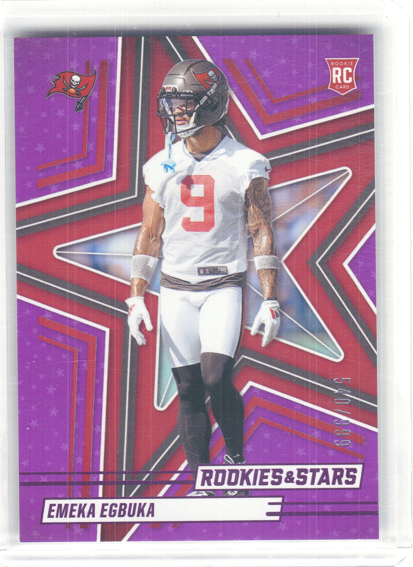 2025 Panini Rookies & Stars #124 Emeka Egbuka Purple #/999 Tampa Bay Buccaneers SN,RC