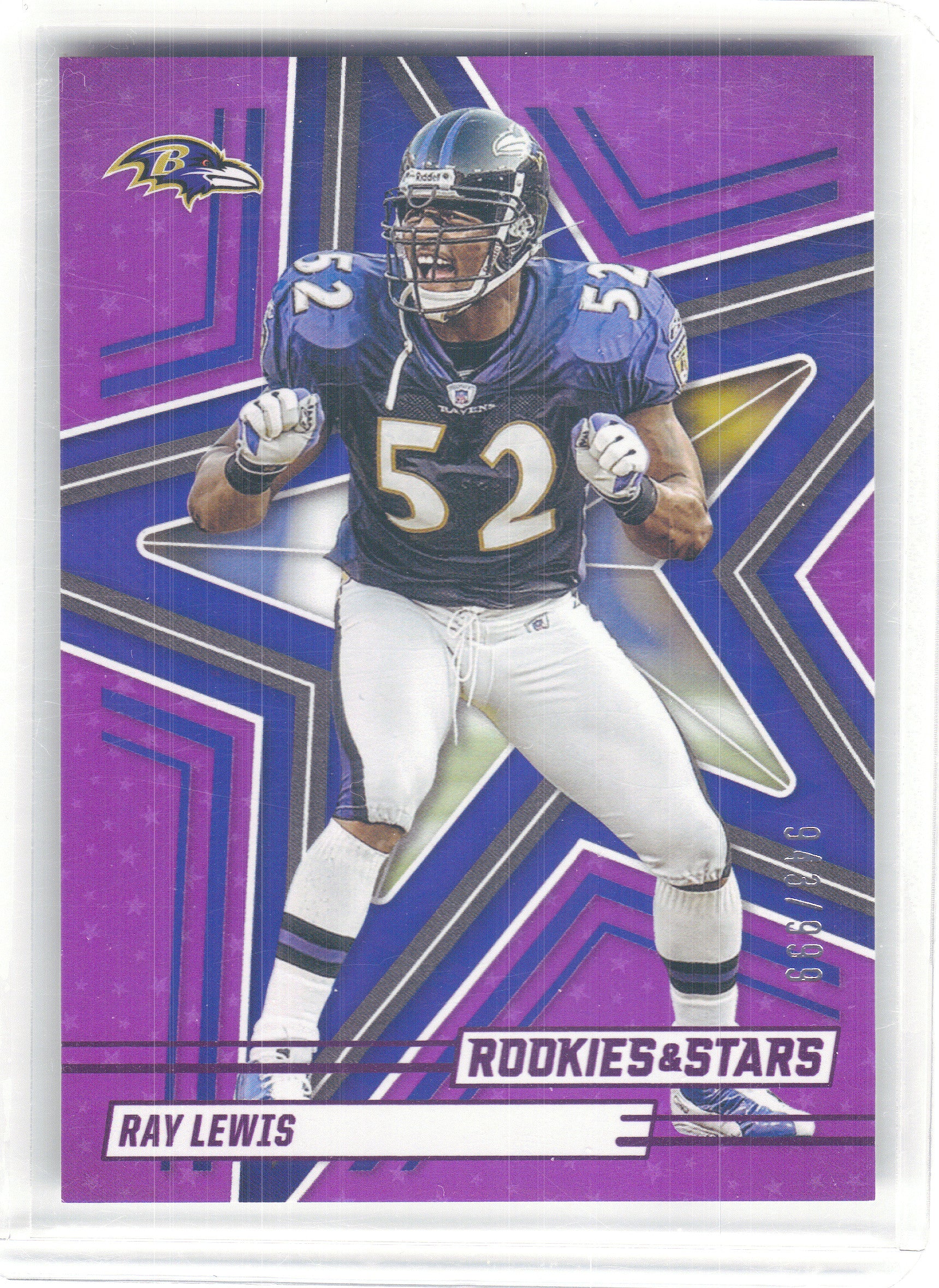 2025 Panini Rookies & Stars #54 Ray Lewis Purple #/999 Baltimore Ravens SN