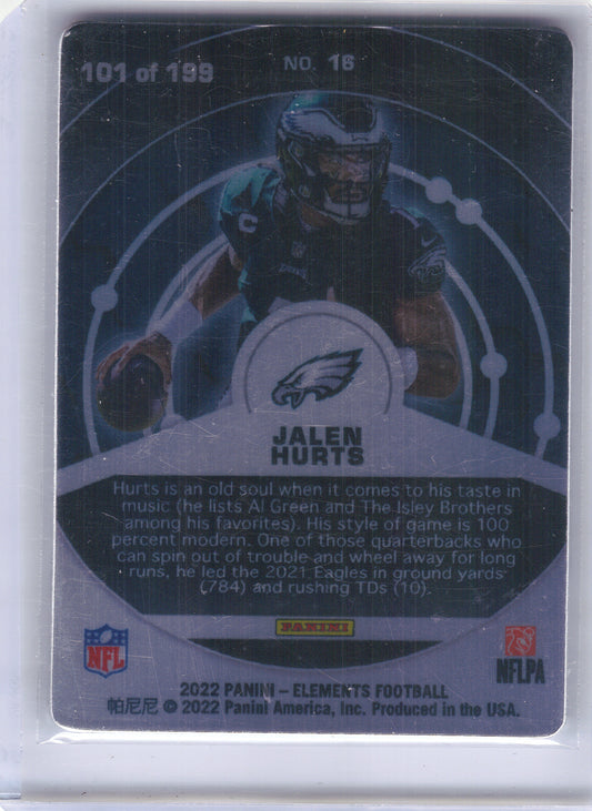 2022 Panini Elements #16 Jalen Hurts #/199 Philadelphia Eagles SN