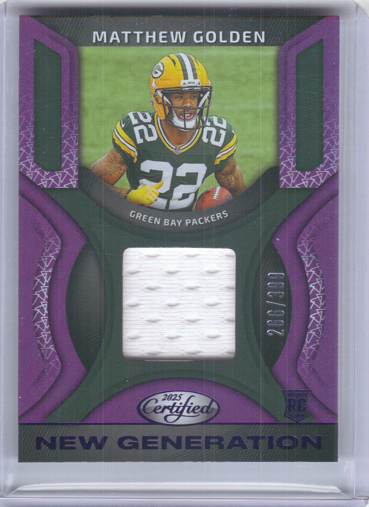2025 Panini Certified #NGJ--MGN Matthew Golden New Generation Jerseys Mirror Purple #/399 Green Bay Packers SN,MEM