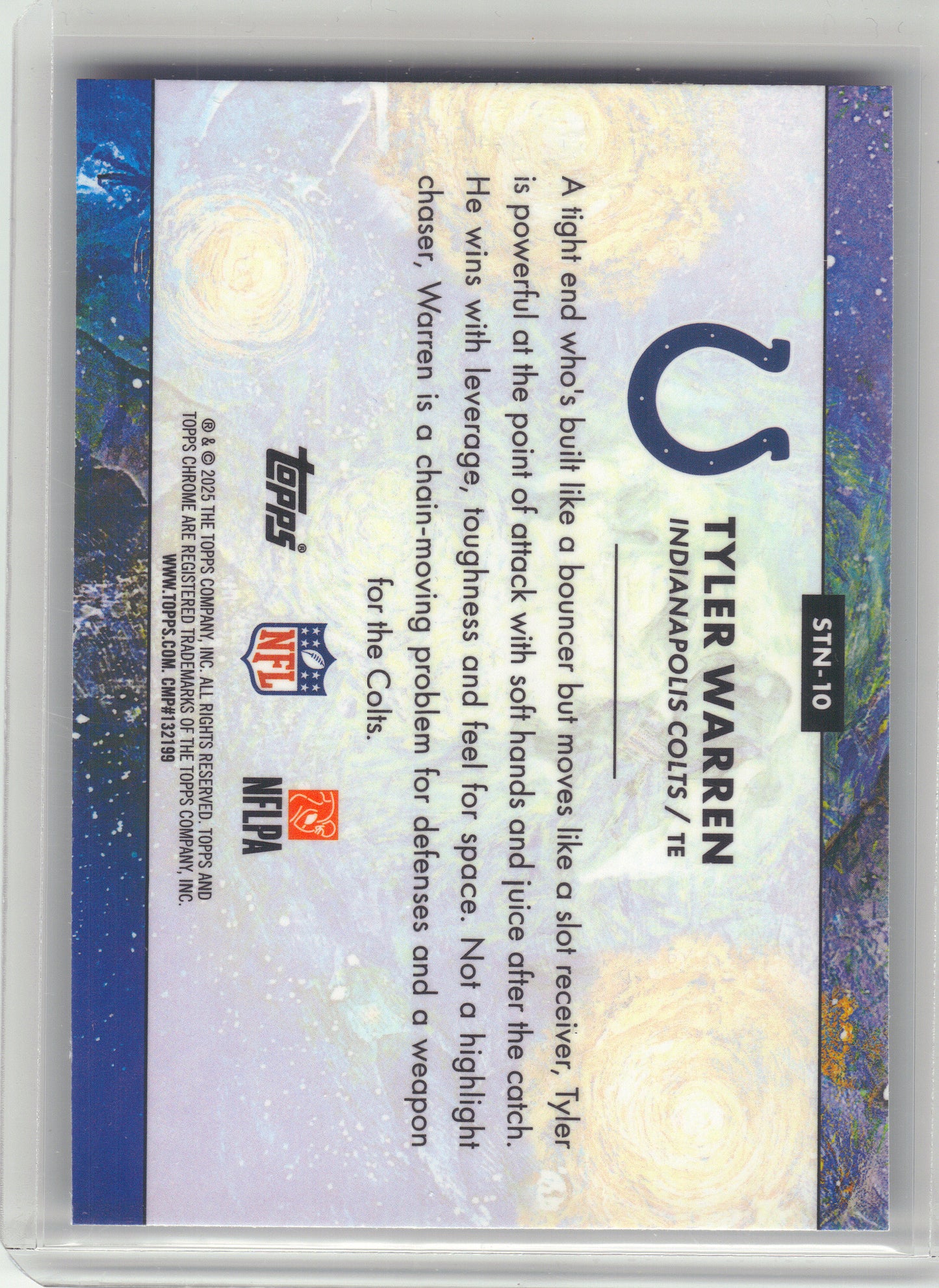2025 Topps Chrome Cosmic #STN-10 Tyler Warren Stars in the Night Indianapolis Colts