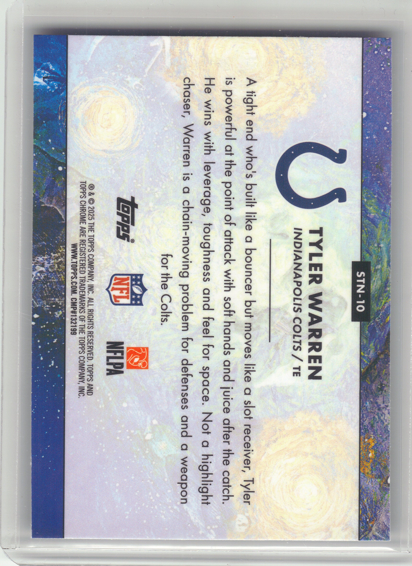 2025 Topps Chrome Cosmic #STN-10 Tyler Warren Stars in the Night Indianapolis Colts