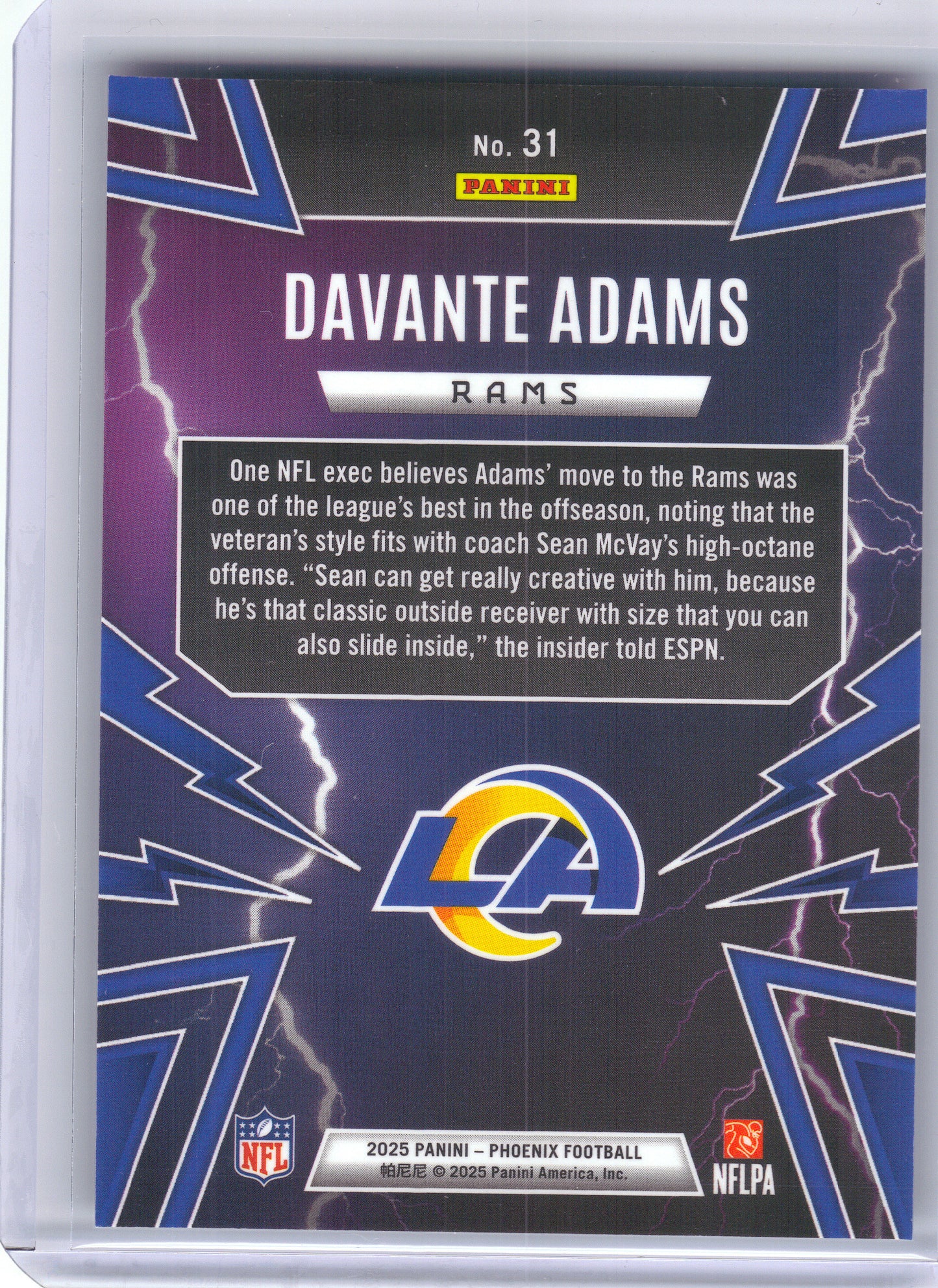 2025 Panini Phoenix #31 Davante Adams Thunderbirds Los Angeles Rams