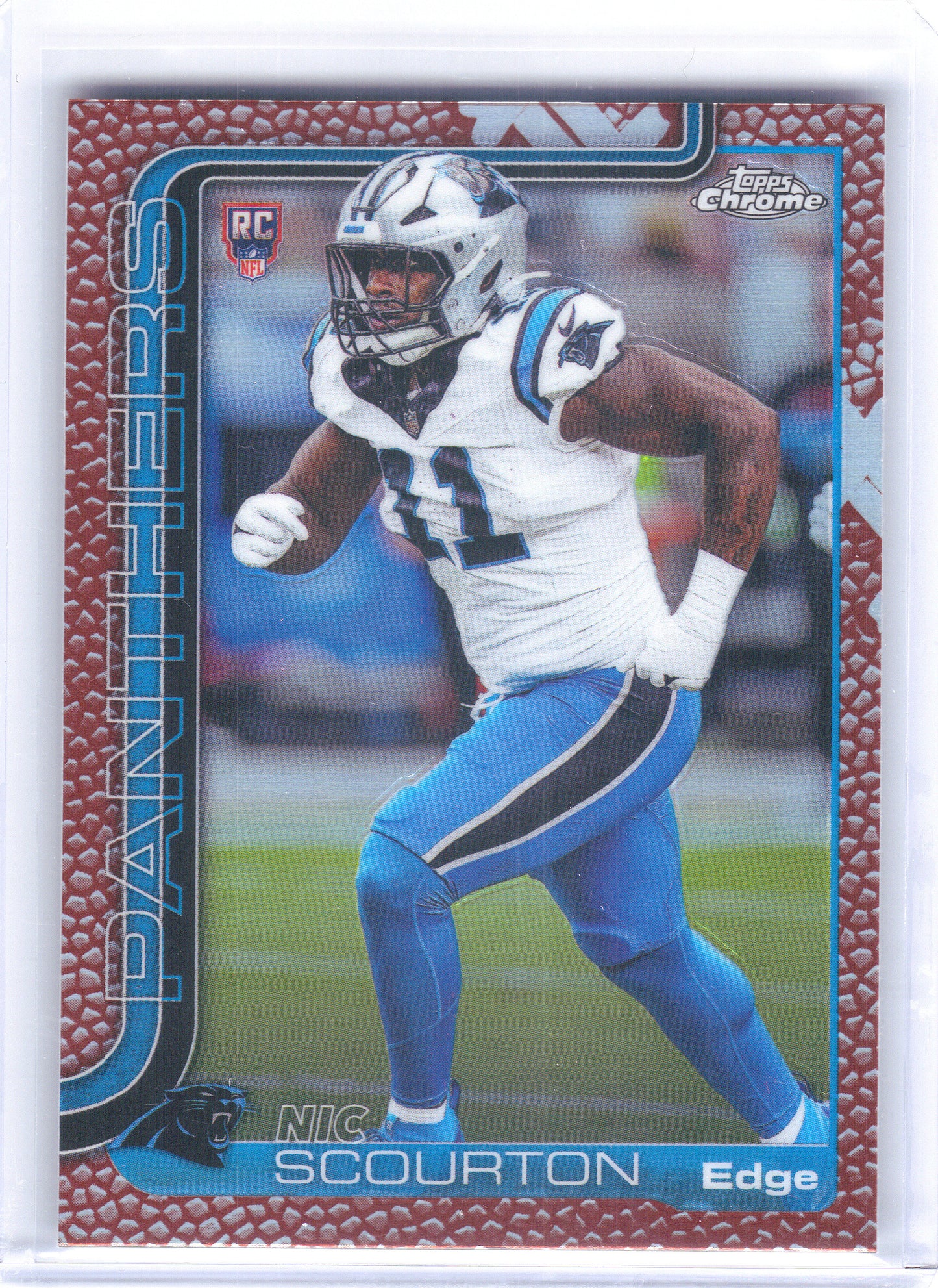 2025 Topps Chrome #353 Nic Scourton Football Leather Refractor Carolina Panthers RC