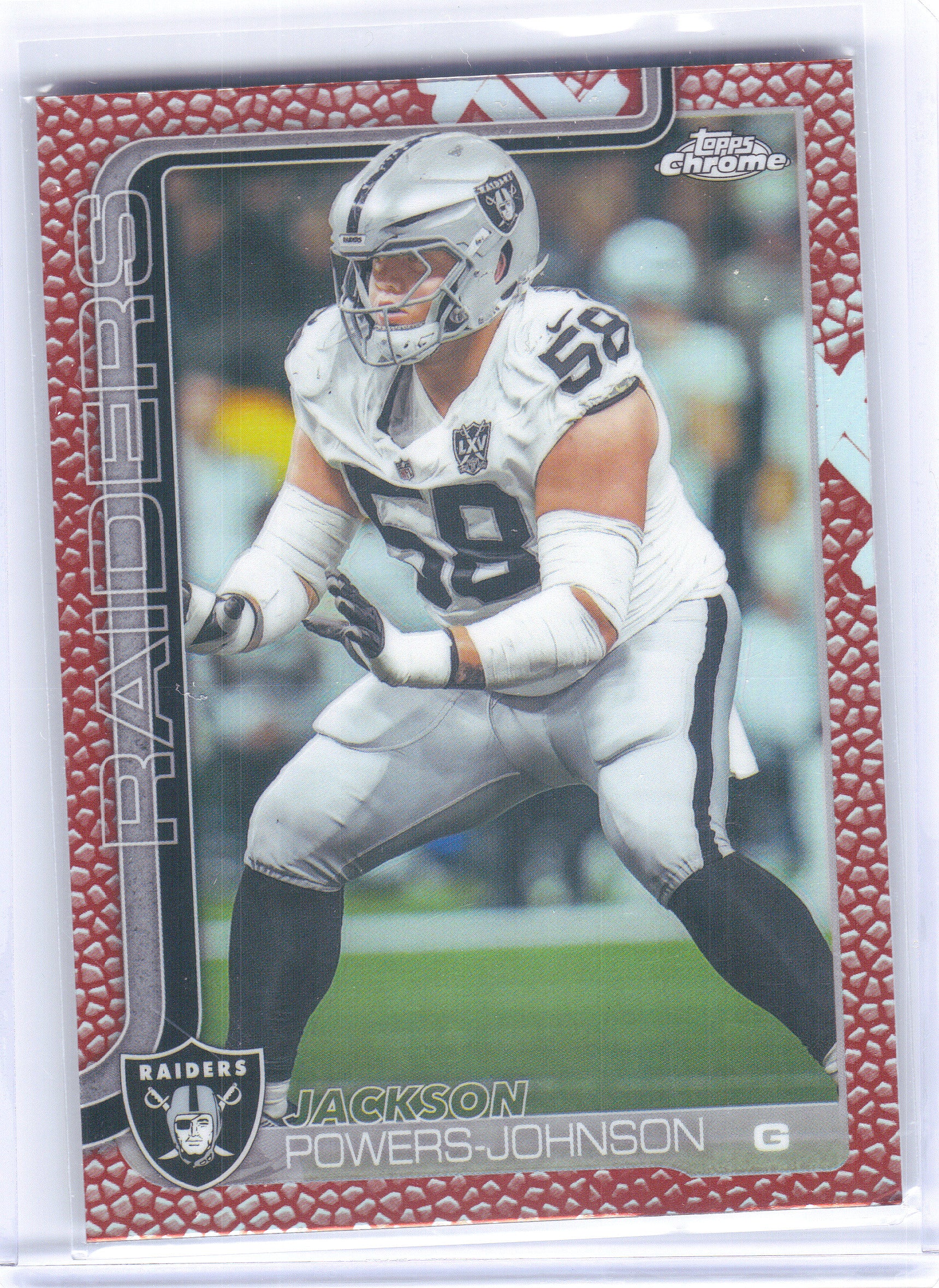 2025 Topps Chrome #177 Jackson Powers-Johnson Football Leather Refractor Las Vegas Raiders