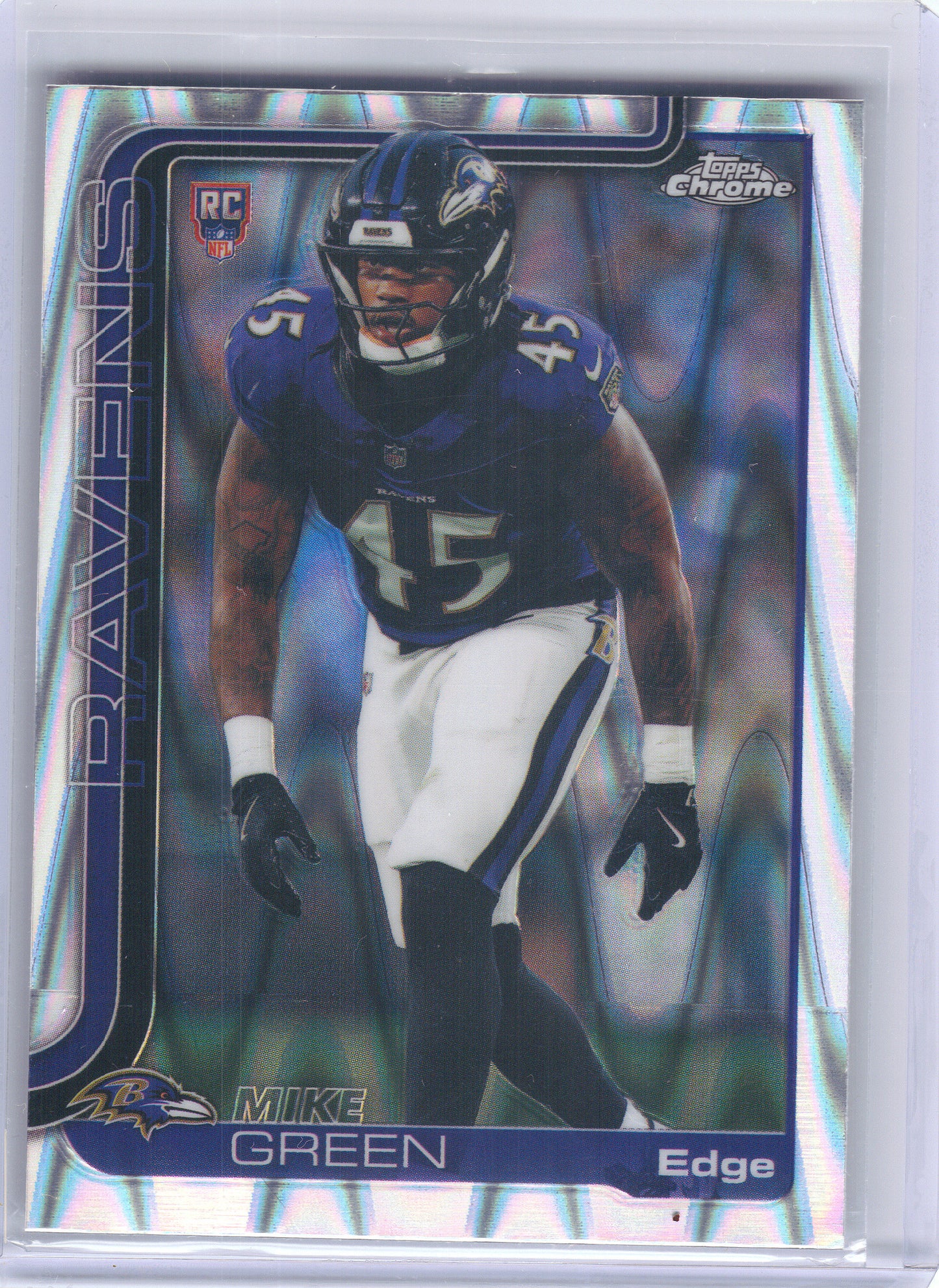 2025 Topps Chrome #376 Mike Green Ray Wave Refractor Baltimore Ravens RC