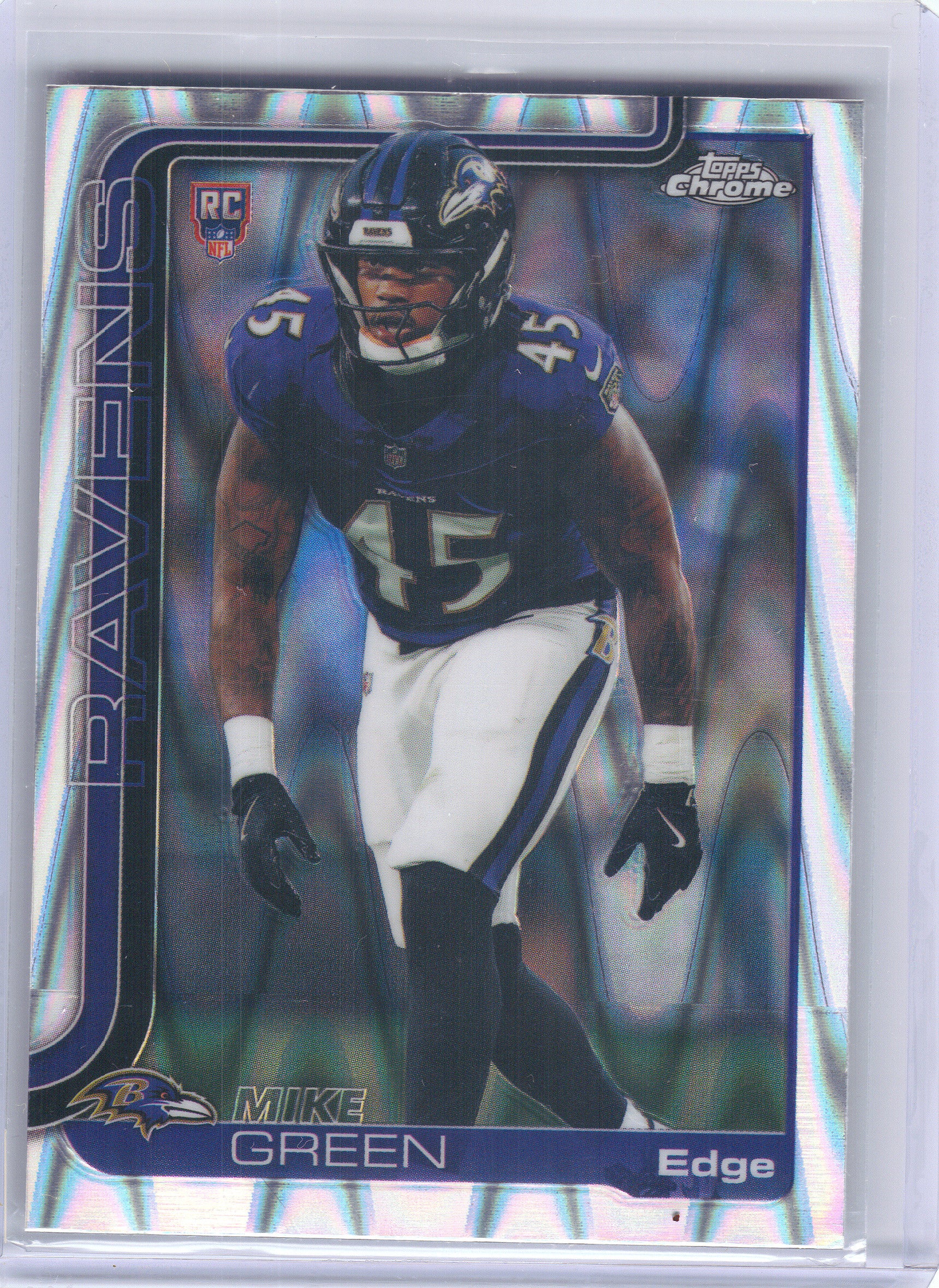 2025 Topps Chrome #376 Mike Green Ray Wave Refractor Baltimore Ravens RC
