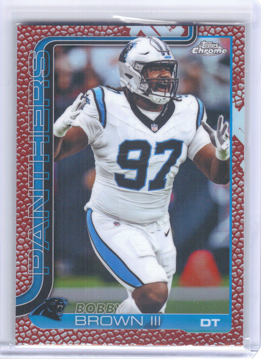2025 Topps Chrome #46 Bobby Brown III Football Leather Refractor Carolina Panthers