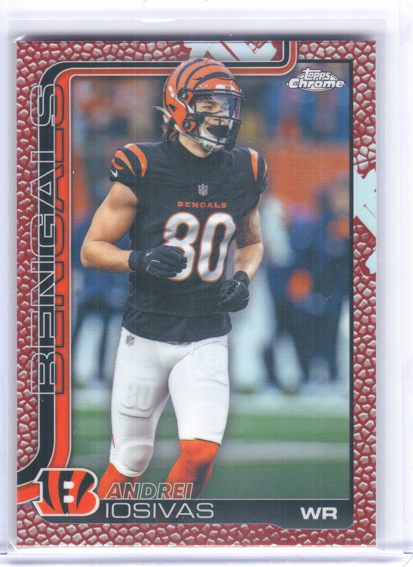 2025 Topps Chrome #60 Andrei Iosivas Football Leather Refractor Cincinnati Bengals
