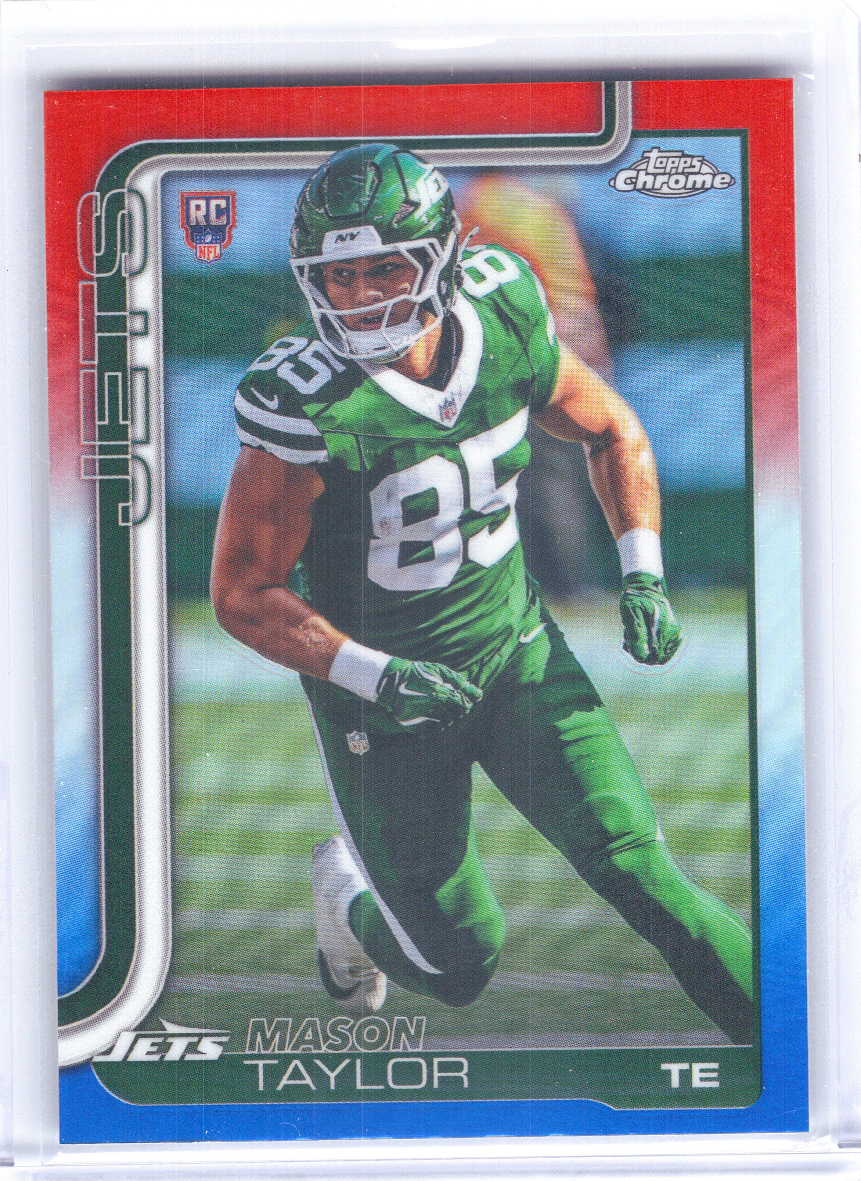 2025 Topps Chrome #400 Mason Taylor Red White and Blue Refractor New York Jets RC