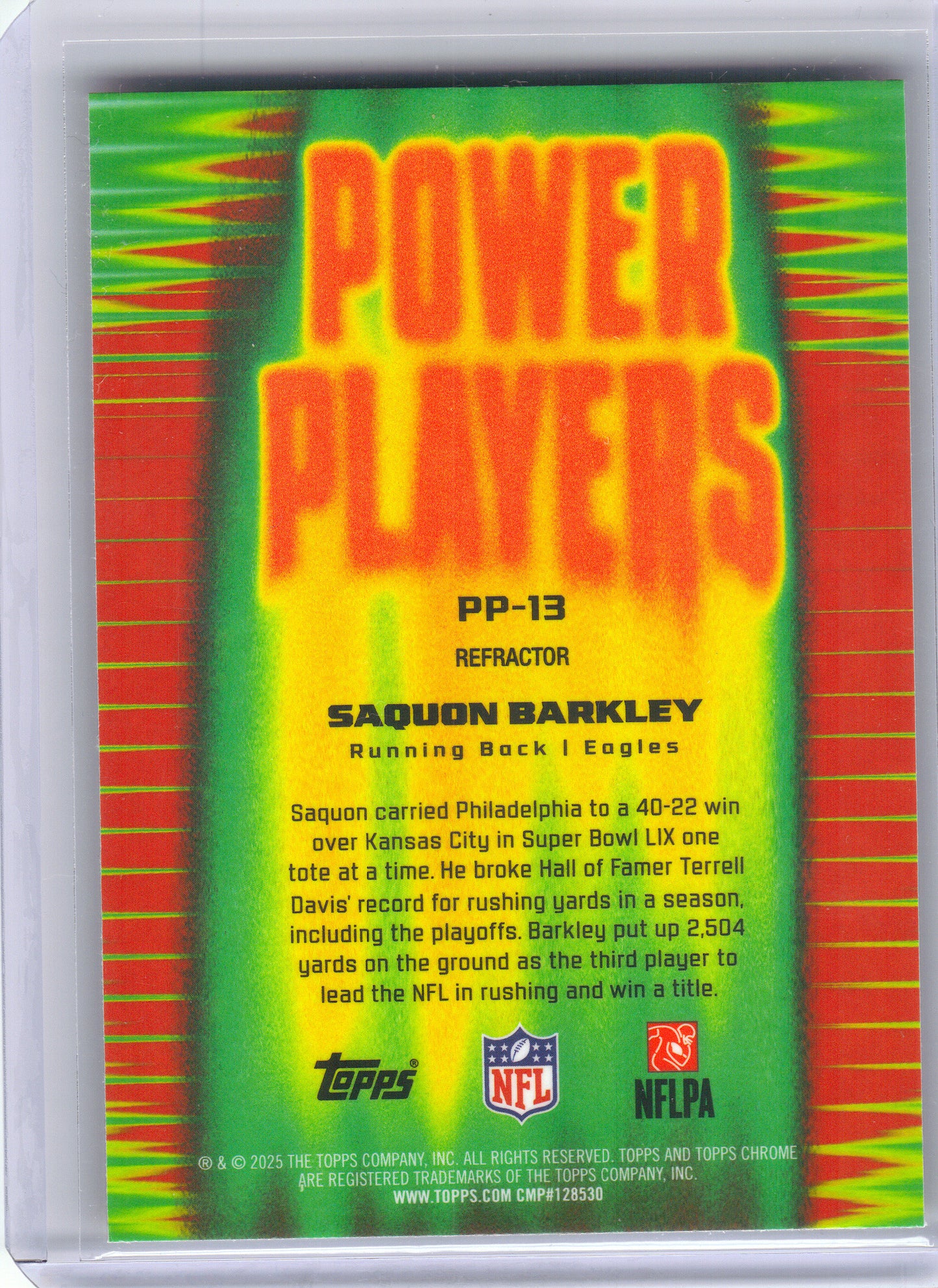 2025 Topps Chrome #PP-13 Saquon Barkley Power Players Philadelphia Eagles