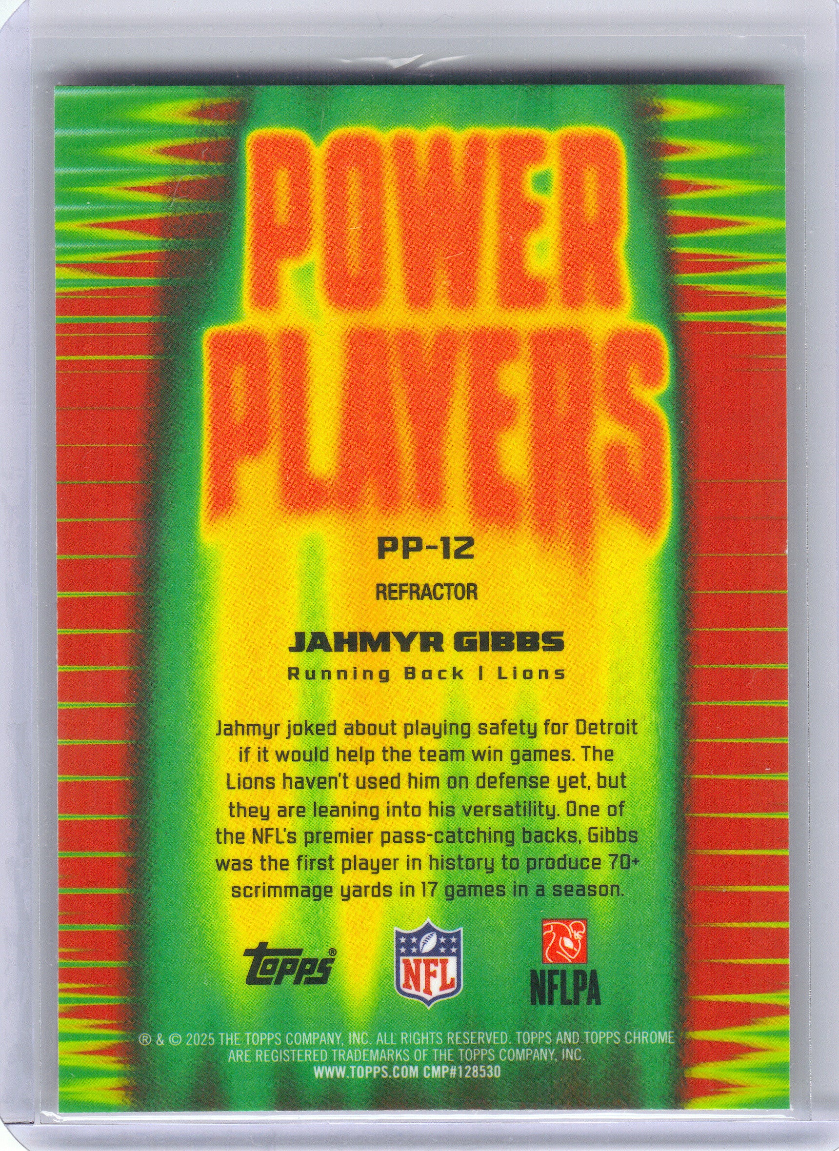 2025 Topps Chrome #PP-12 Jahmyr Gibbs Power Players Detroit Lions