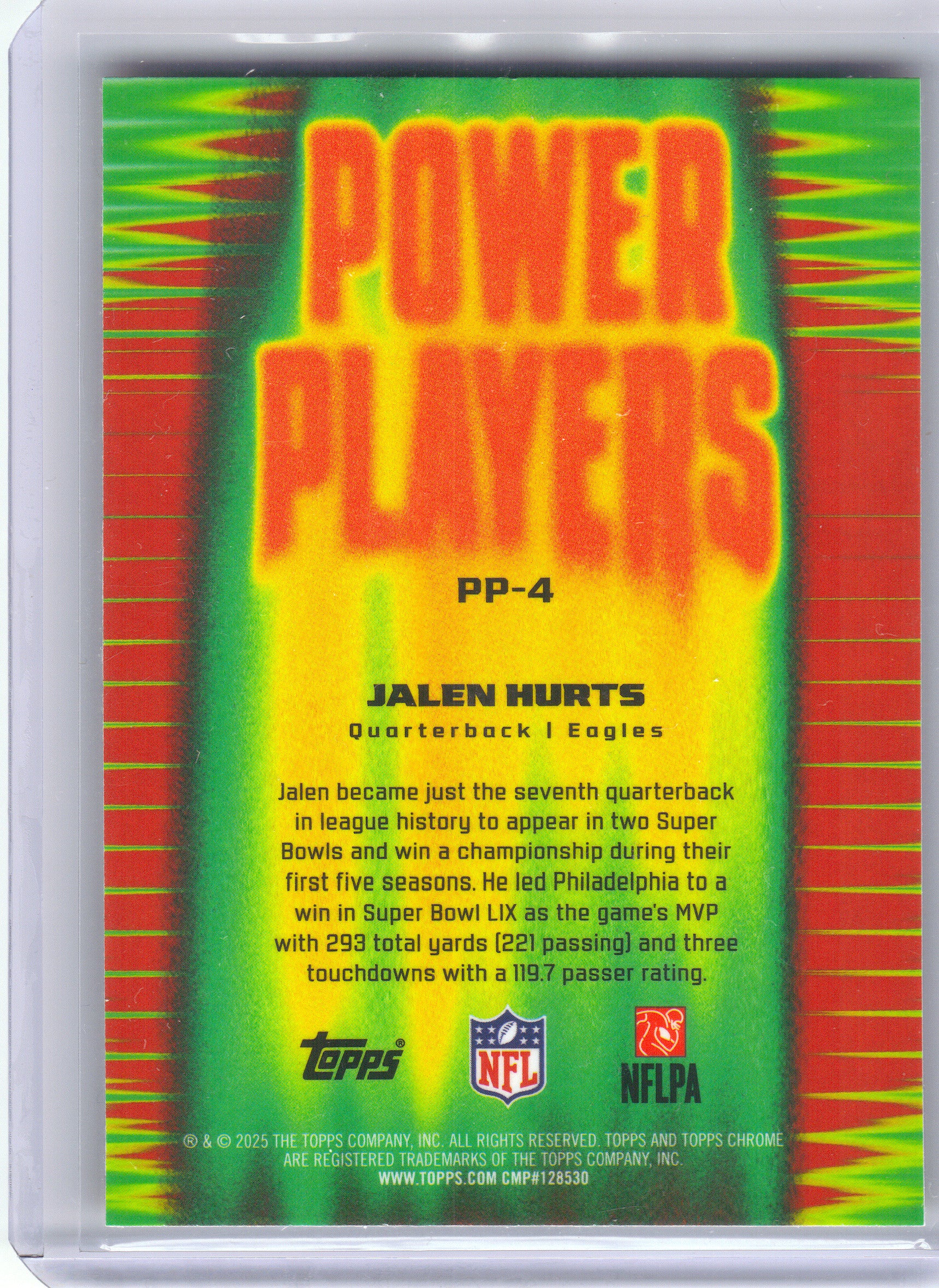 2025 Topps Chrome #PP-4 Jalen Hurts Power Players Philadelphia Eagles