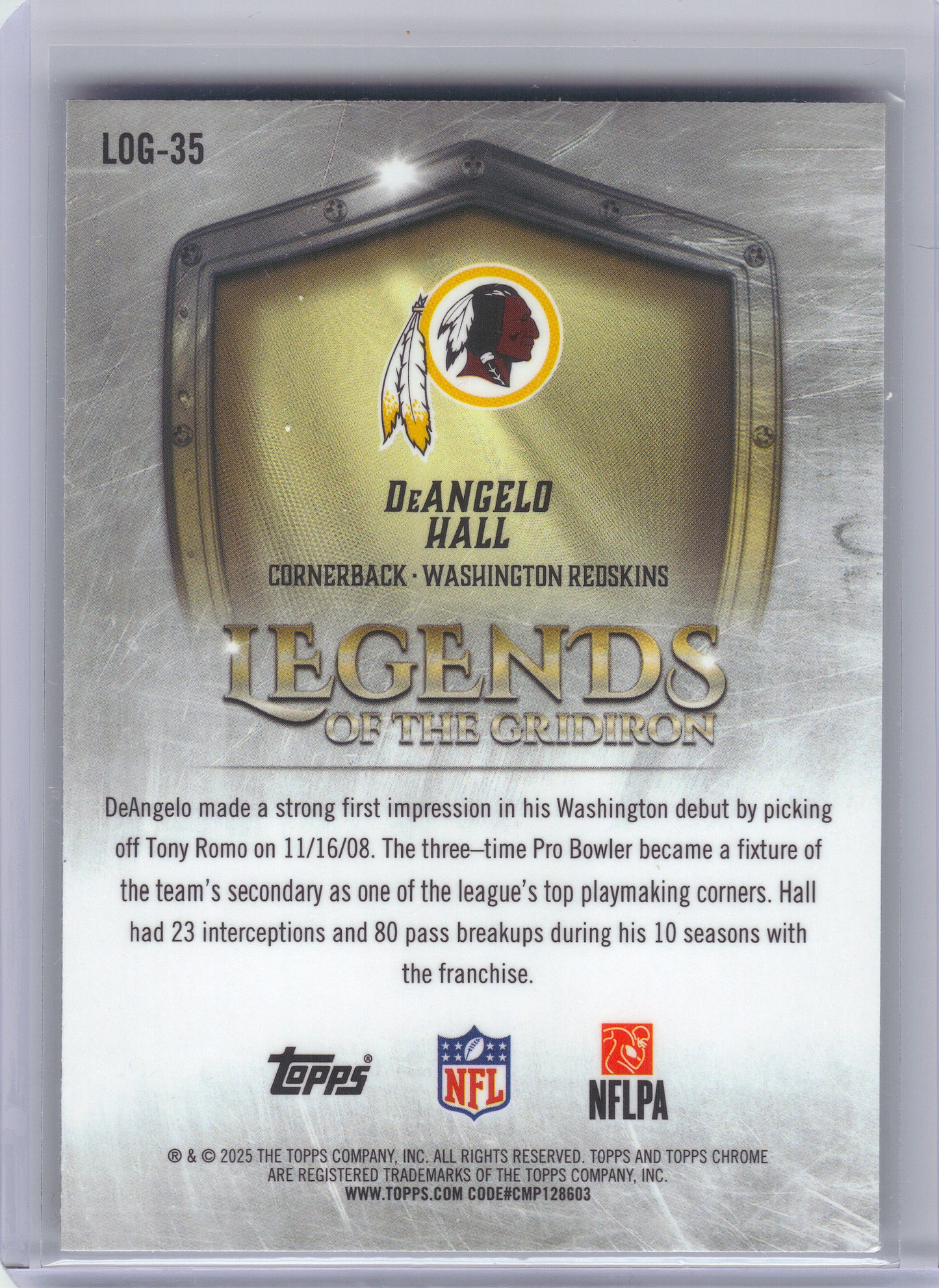 2025 Topps Chrome #LOG-35 DeAngelo Hall Legends of the Gridiron Washington Redskins