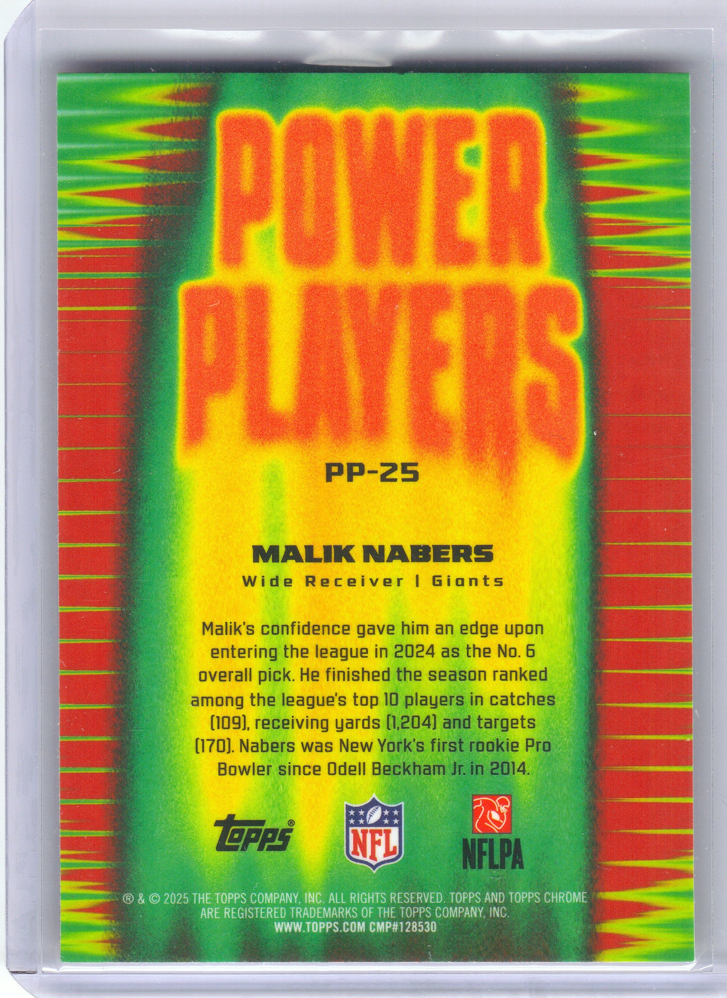 2025 Topps Chrome #PP-25 Malik Nabers Power Players New York Giants