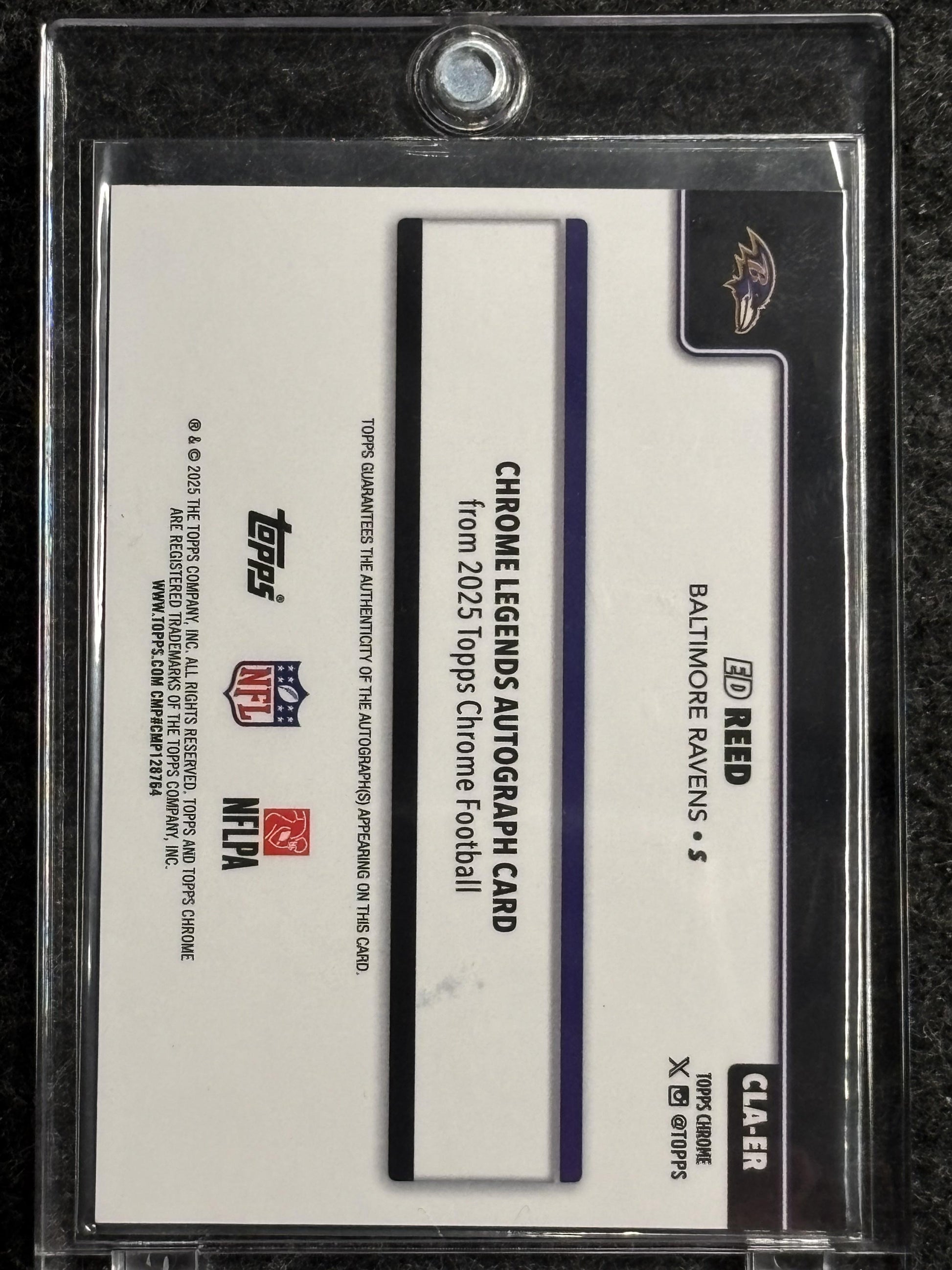 2025 Topps Chrome #CLA-ER Ed Reed Chrome Legends Autographs Gold Refractor Bookend Baltimore Ravens SN,AU