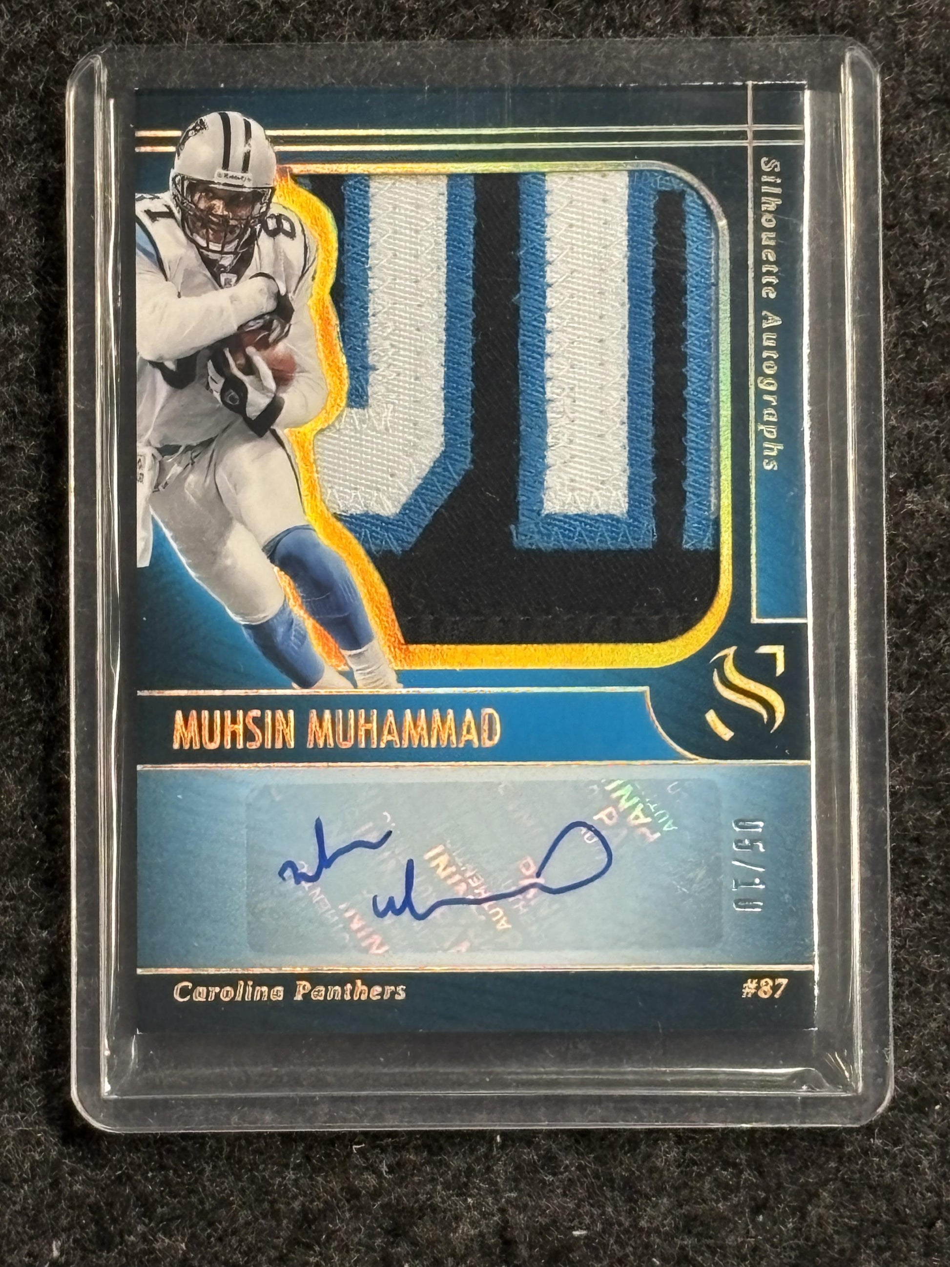 2025 Panini Silhouette #SA-MMD Muhsin Muhammad Silhouette Autographs Holo Gold #/10 Carolina Panthers SN,AU