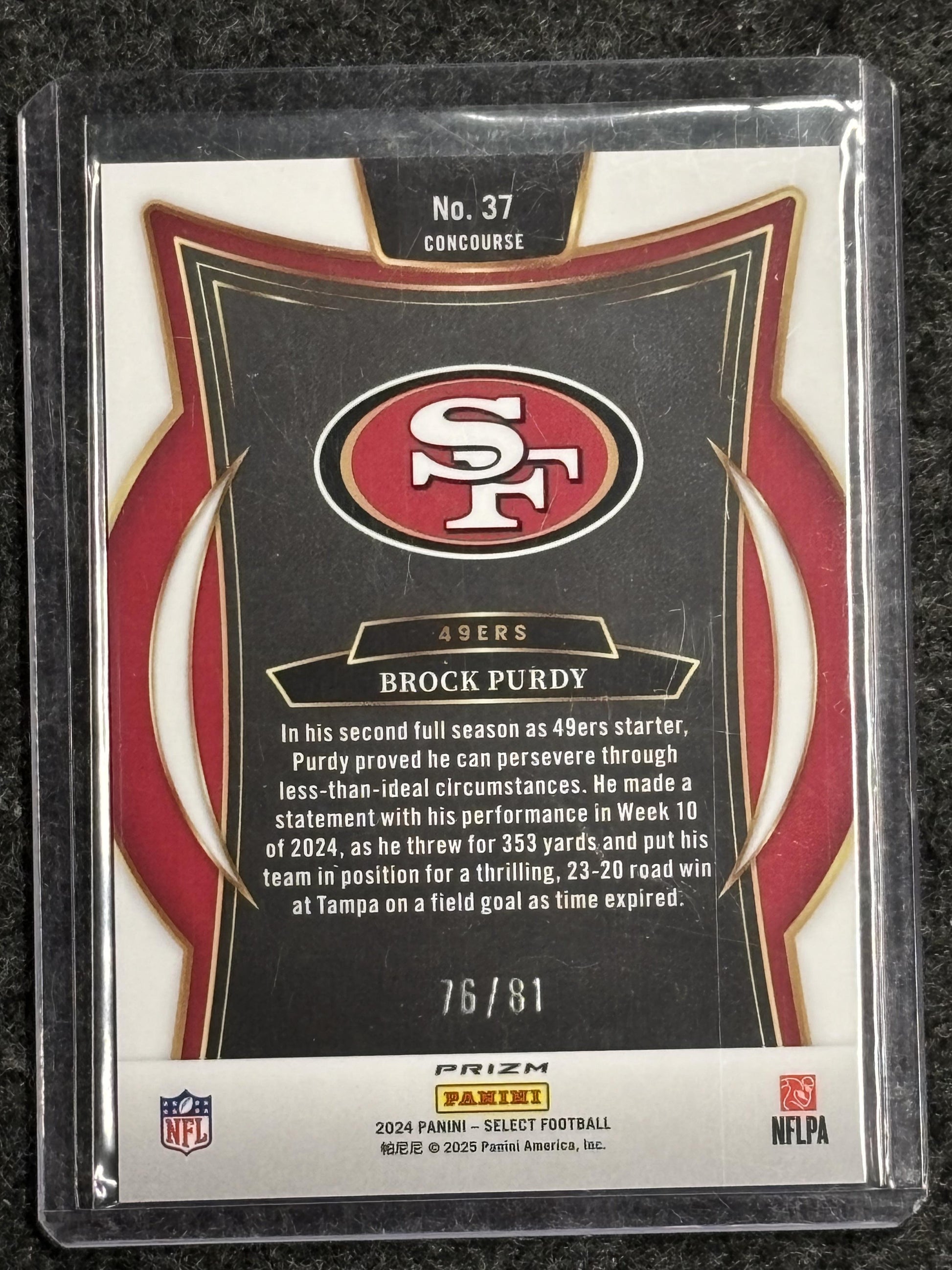 2024 Panini Select #37 Brock Purdy Dragon Scale Prizm #/81 San Francisco 49ers SN