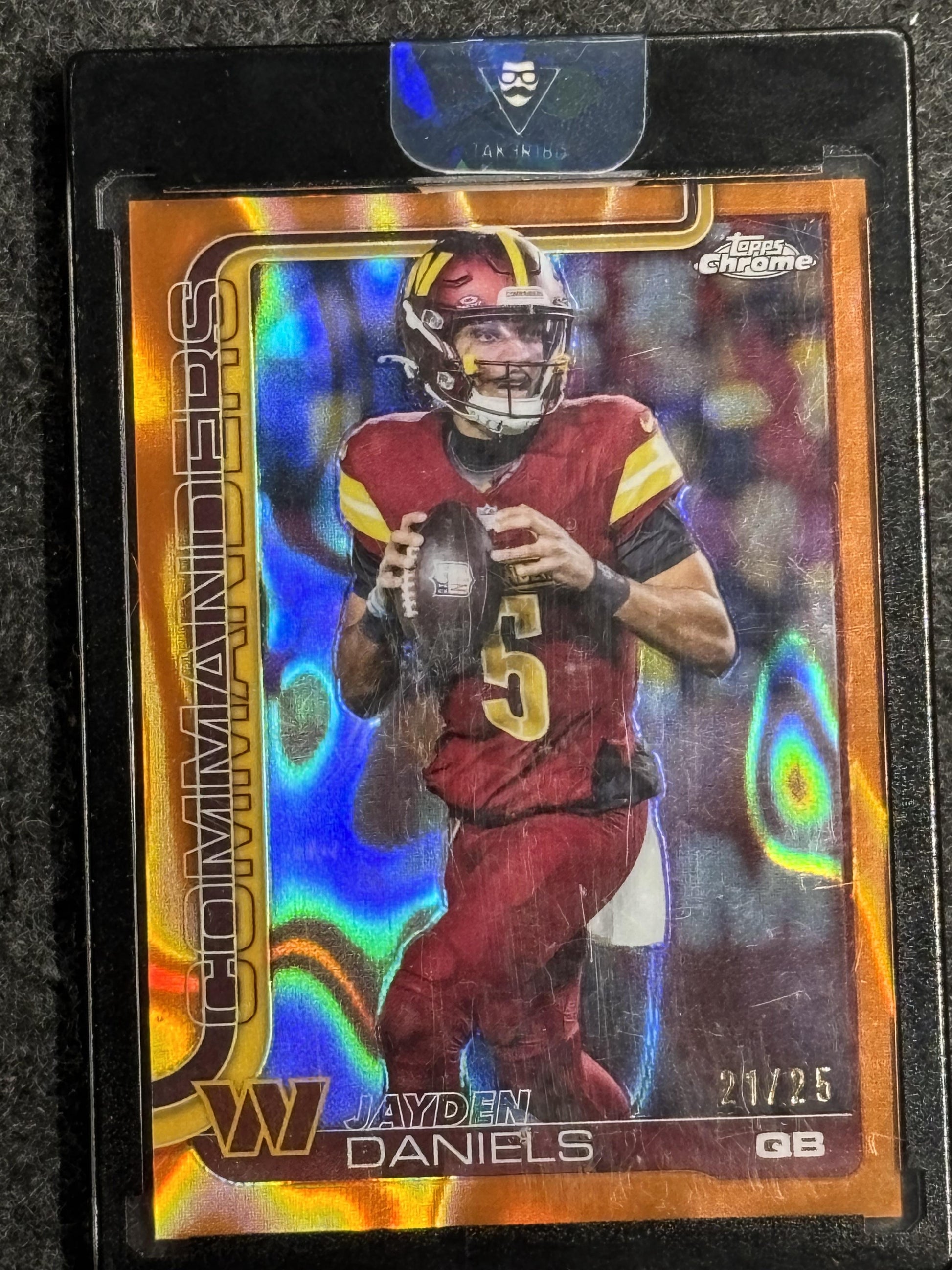 2025 Topps Chrome #295 Jayden Daniels Orange Lava Refractor #/25 Washington Commanders SN