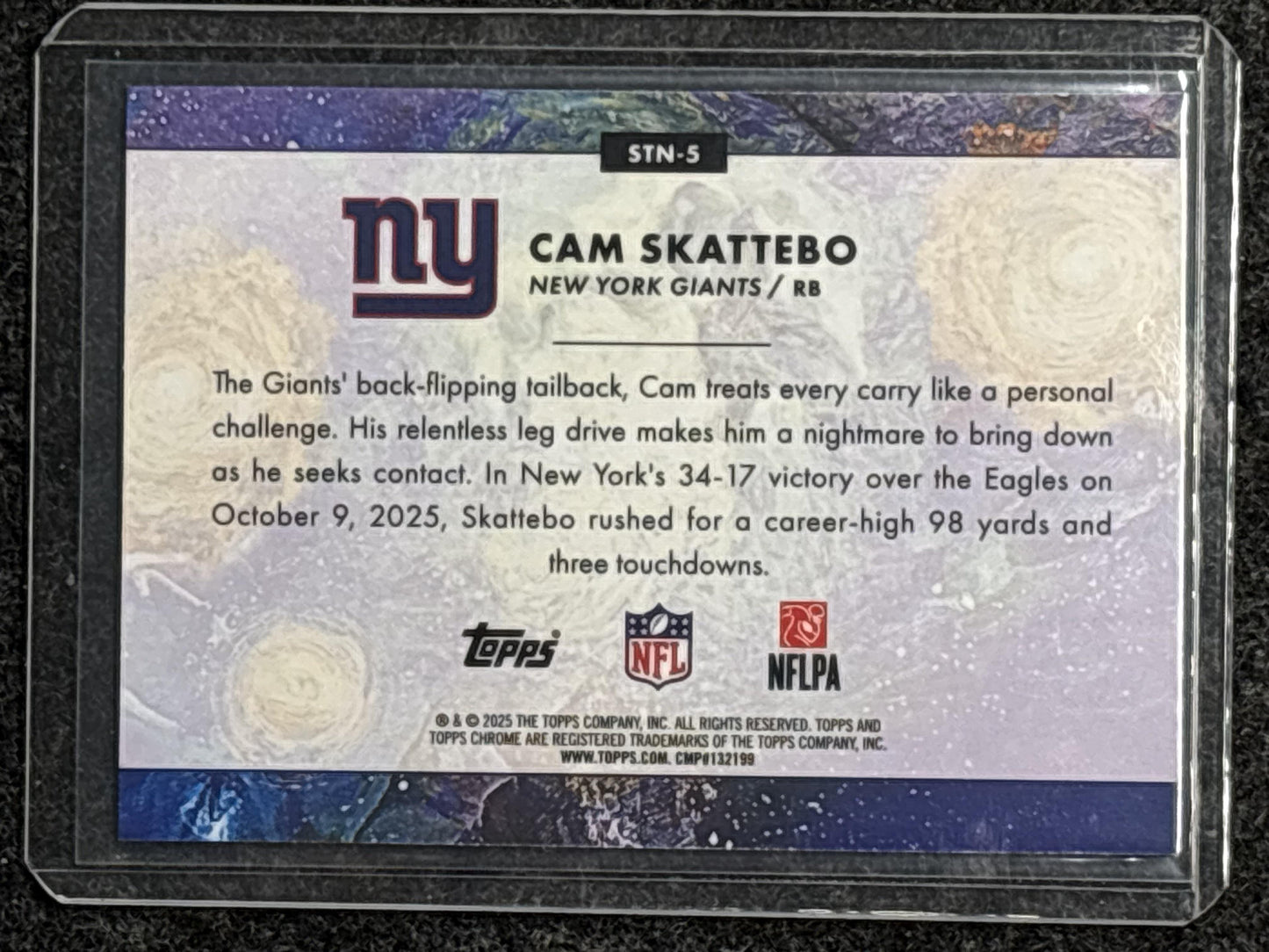 2025 Topps Chrome Cosmic #STN-5 Cam Skattebo Stars in the Night New York Giants