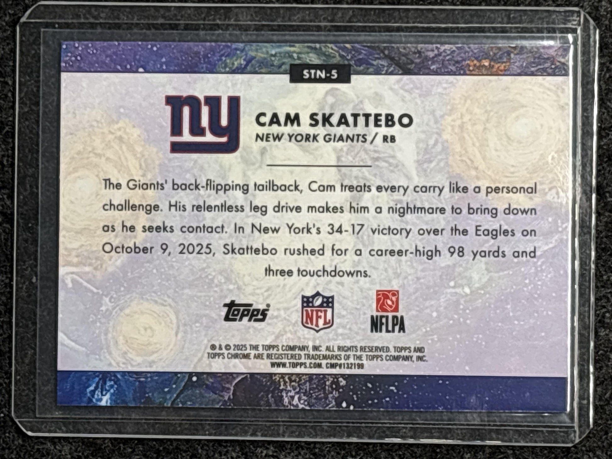 2025 Topps Chrome Cosmic #STN-5 Cam Skattebo Stars in the Night New York Giants