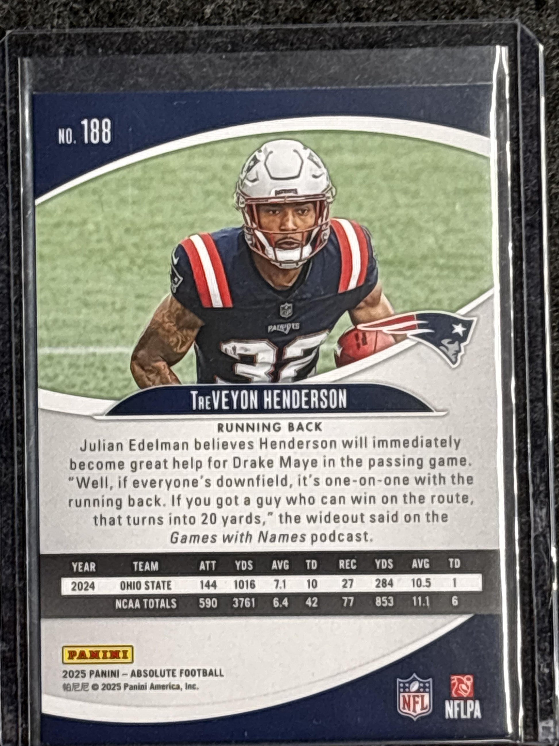 2025 Panini Absolute #188 TreVeyon Henderson Retail New England Patriots RC