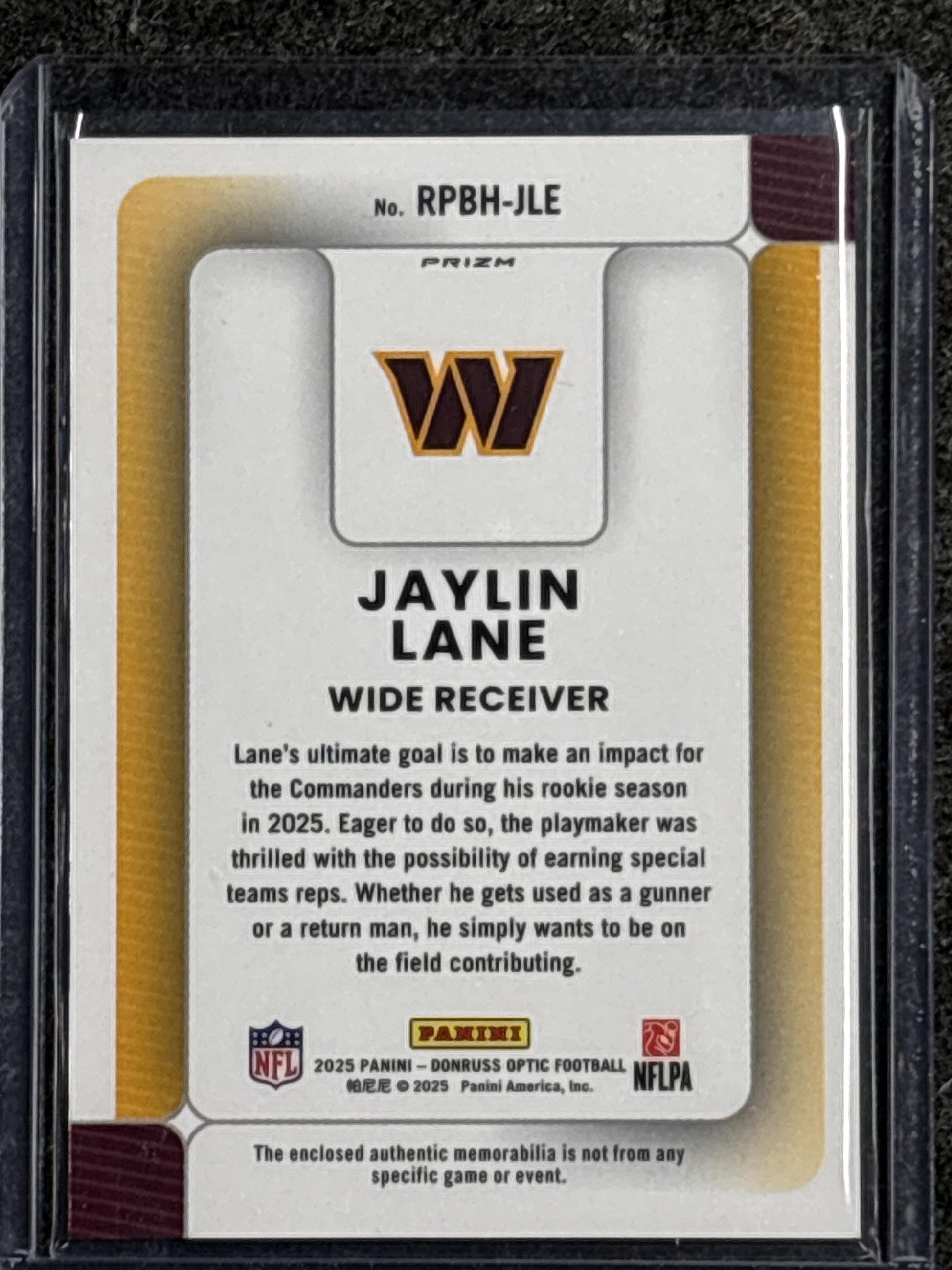 2025 Donruss Optic #RPBH-JLE Jaylin Lane Rookie Phenoms Blue Hyper Washington Commanders MEM