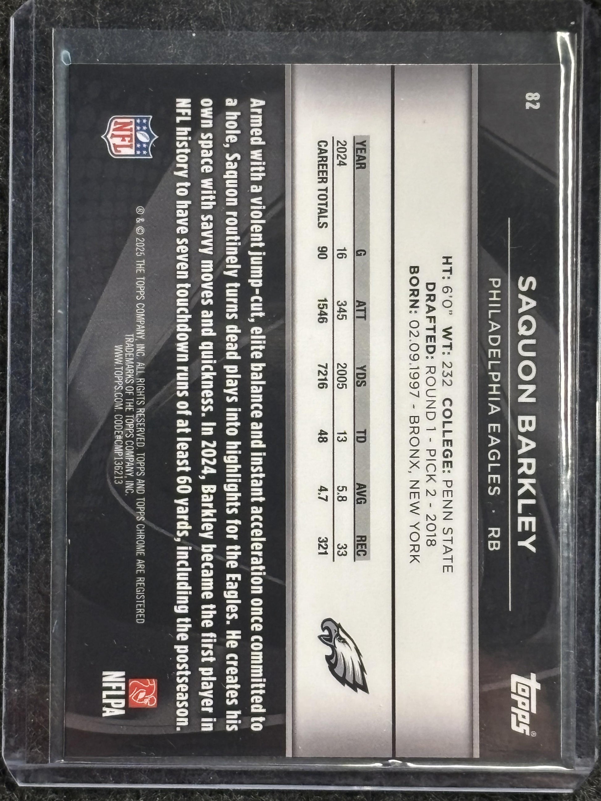 2025 Topps Chrome Black #81 Saquon Barkley Philadelphia Eagles
