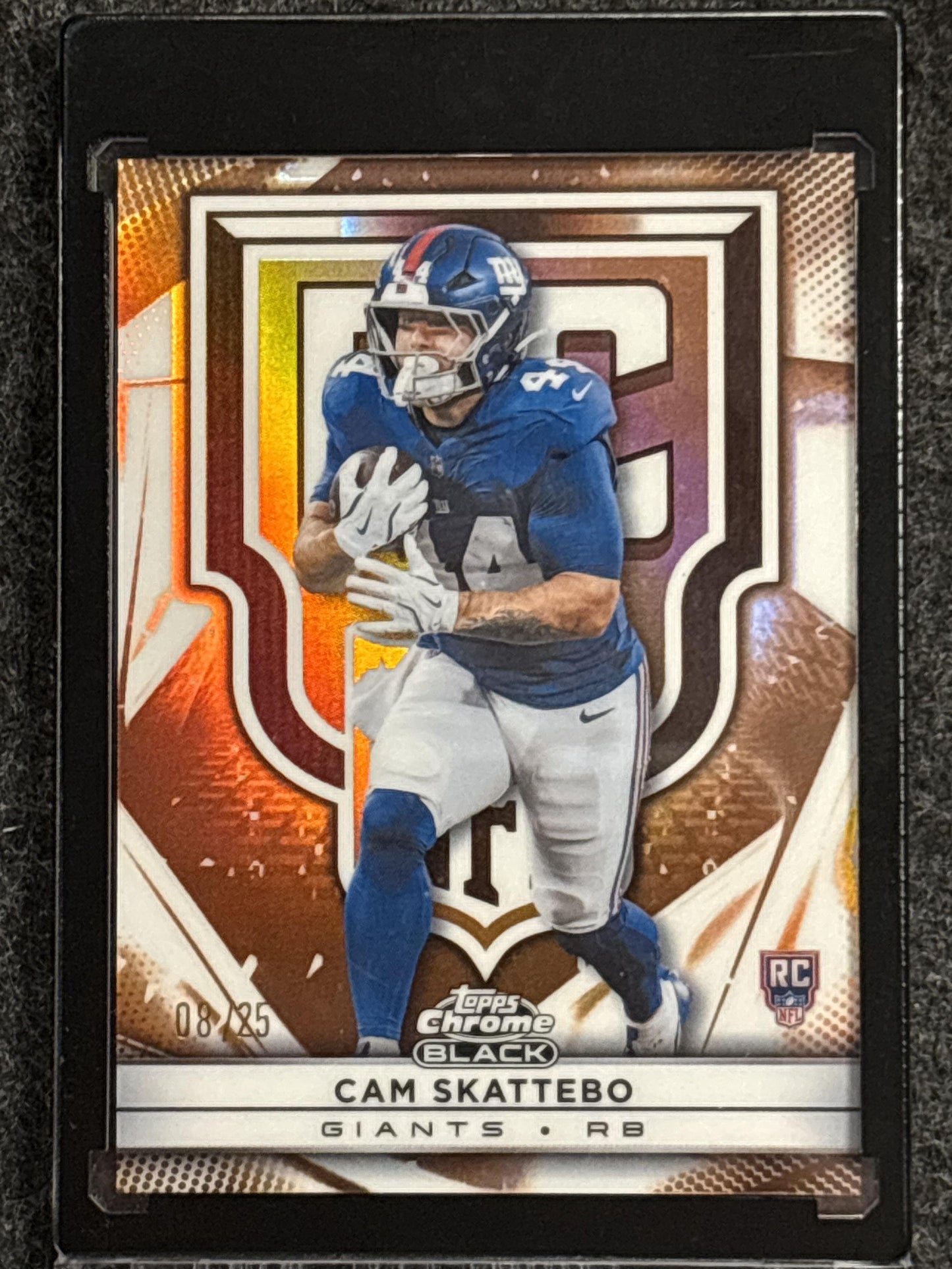 2025 Topps Chrome Black #RV-23 Cam Skattebo Rookie Variations Orange Refractor #/25 New York Giants SN