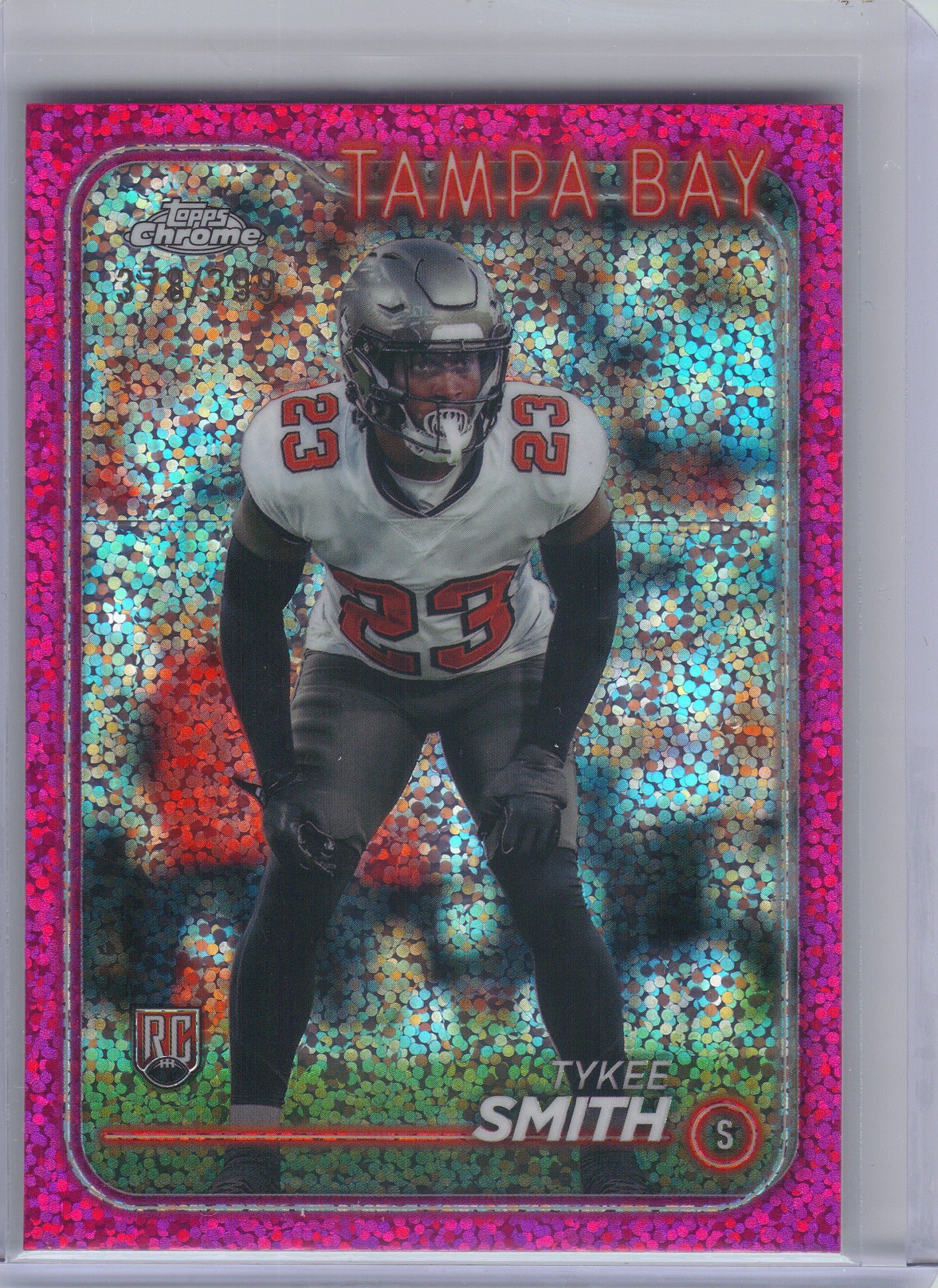 2024 Topps Chrome #278 Tykee Smith Magenta Speckle Refractor #/399 Tampa Bay Buccaneers SN, Rookie