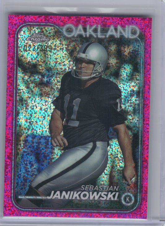 2024 Topps Chrome #154 Sebastian Janikowski Magenta Speckle Refractor #/399 Oakland Raiders SN