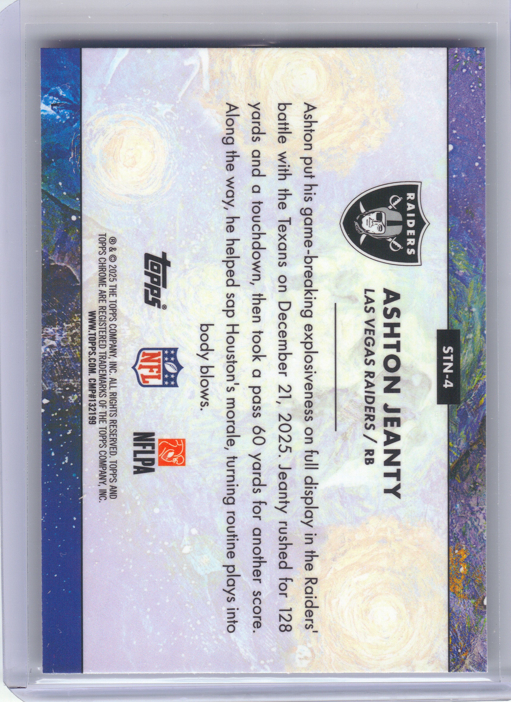 2025 Topps Chrome Cosmic #STN-4 Ashton Jeanty Stars in the Night Las Vegas Raiders