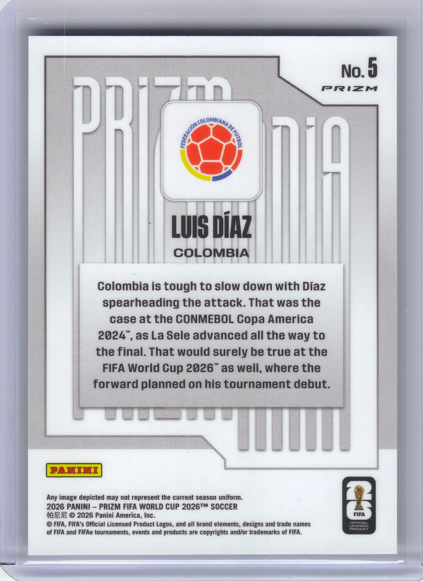 2026 Panini Prizm FIFA World Cup #5 Luis Diaz Prizmania Colombia