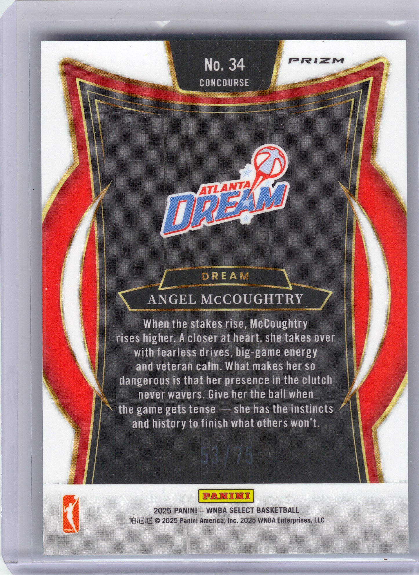 2025 Panini Select WNBA #34 Angel McCoughtry Neon Green Prizms #/75 Atlanta Dream SN