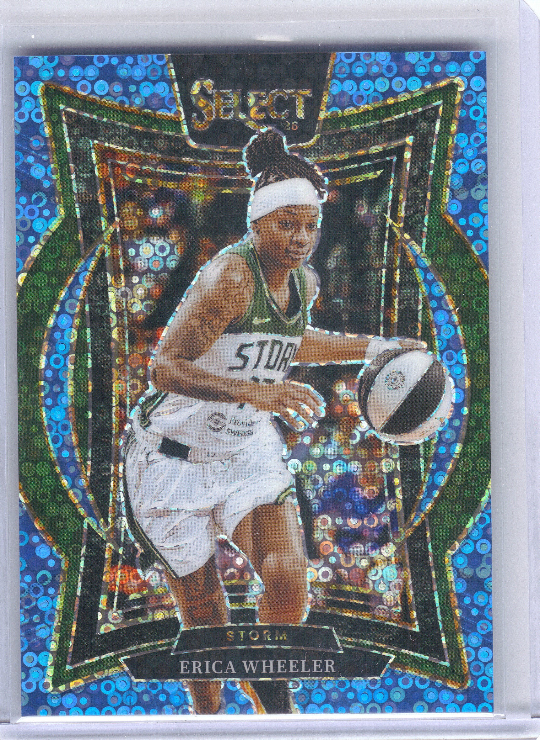 2025 Panini Select WNBA #28 Erica Wheeler Light Blue Disco Prizms #/125 Seattle Storm SN