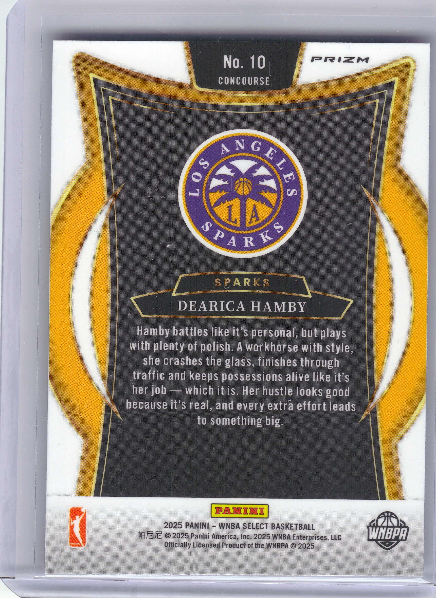 2025 Panini Select WNBA #10 Dearica Hamby Jazz Prizms Los Angeles Sparks