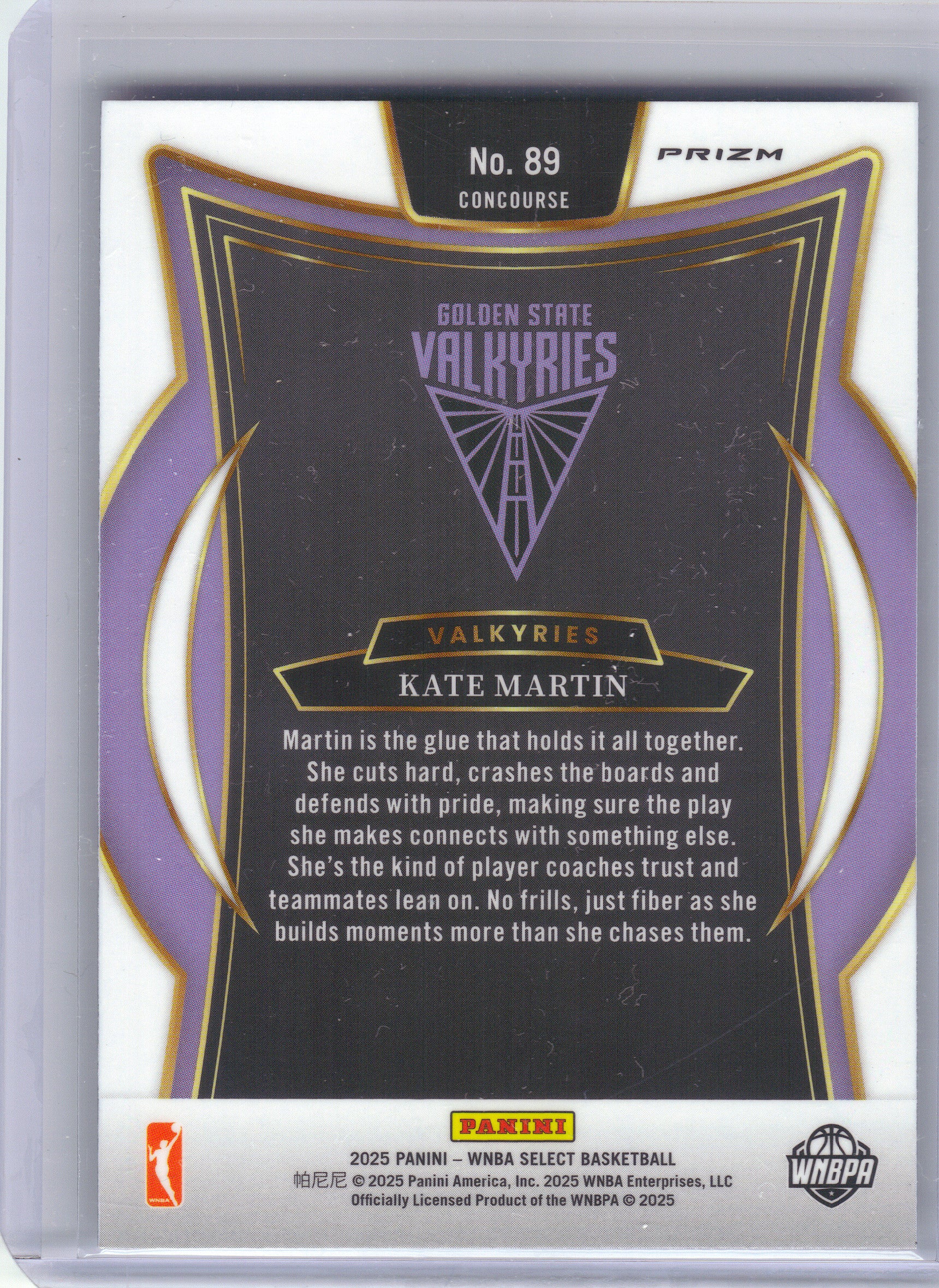 2025 Panini Select WNBA #89 Kate Martin Silver Prizms Golden State Valkyries